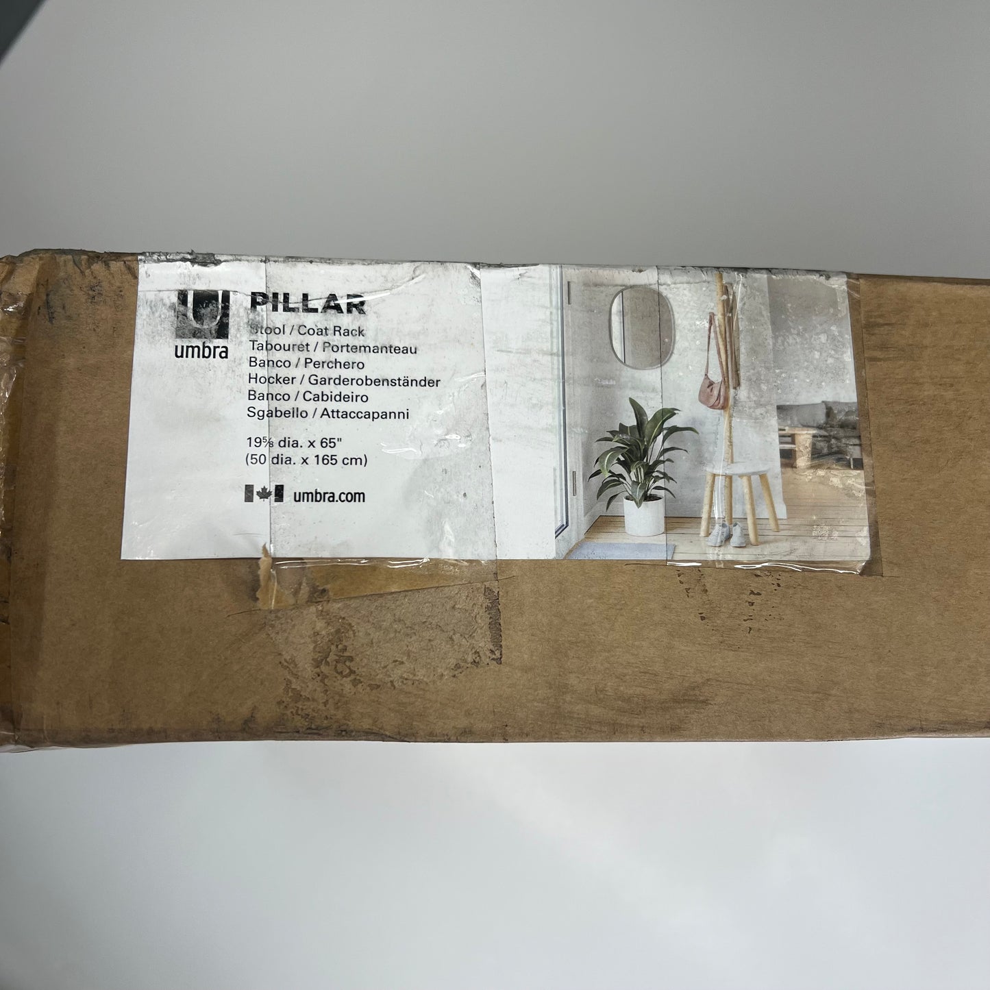 UMBRA Pillar Stool & Coat Rack By Nate Asis 65"x19"x19" White/Natural 1014257668