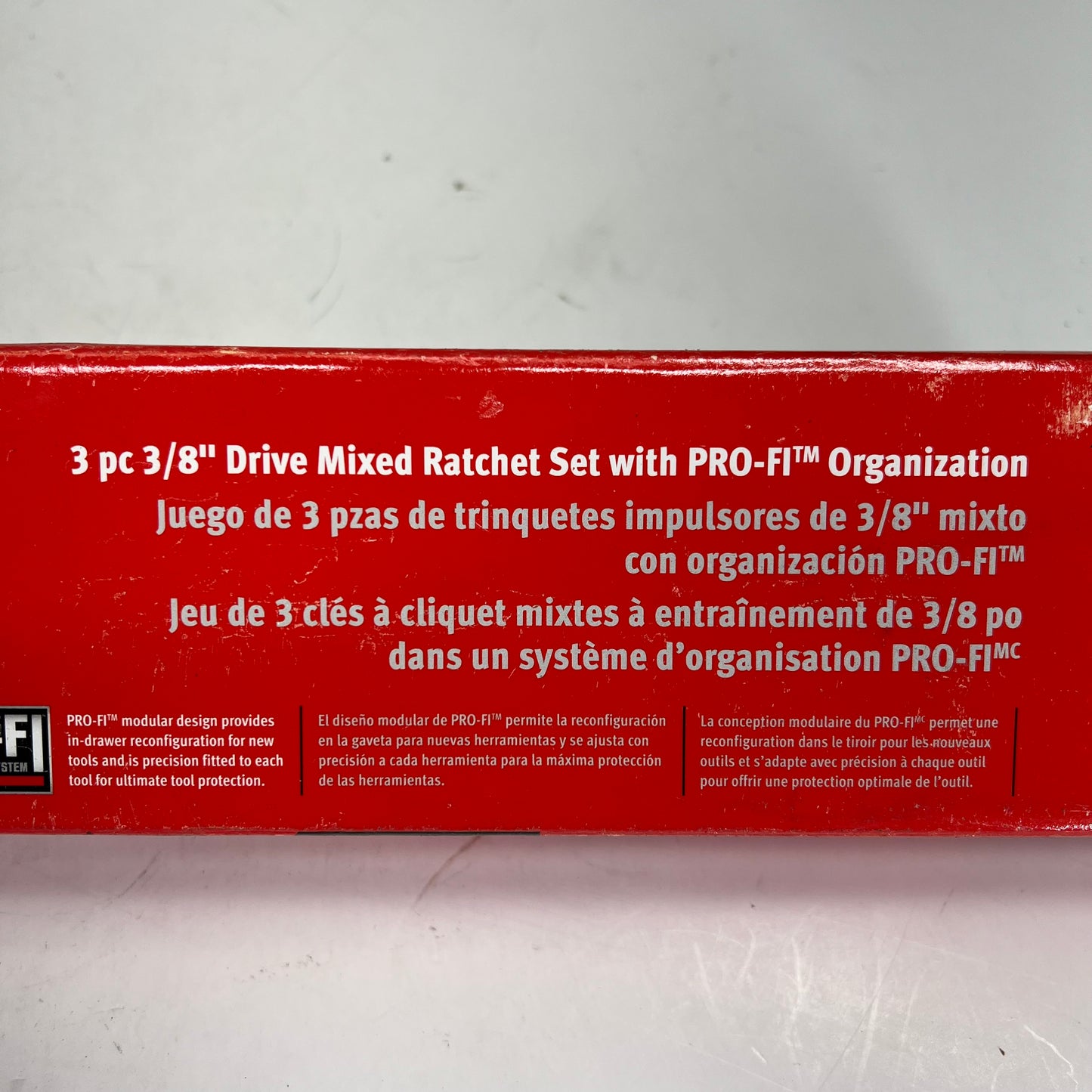 SNAP ON Mixed Ratchet Set Pro Fit Organization  3 Piece - 3/8"Drive  203RT0280FR