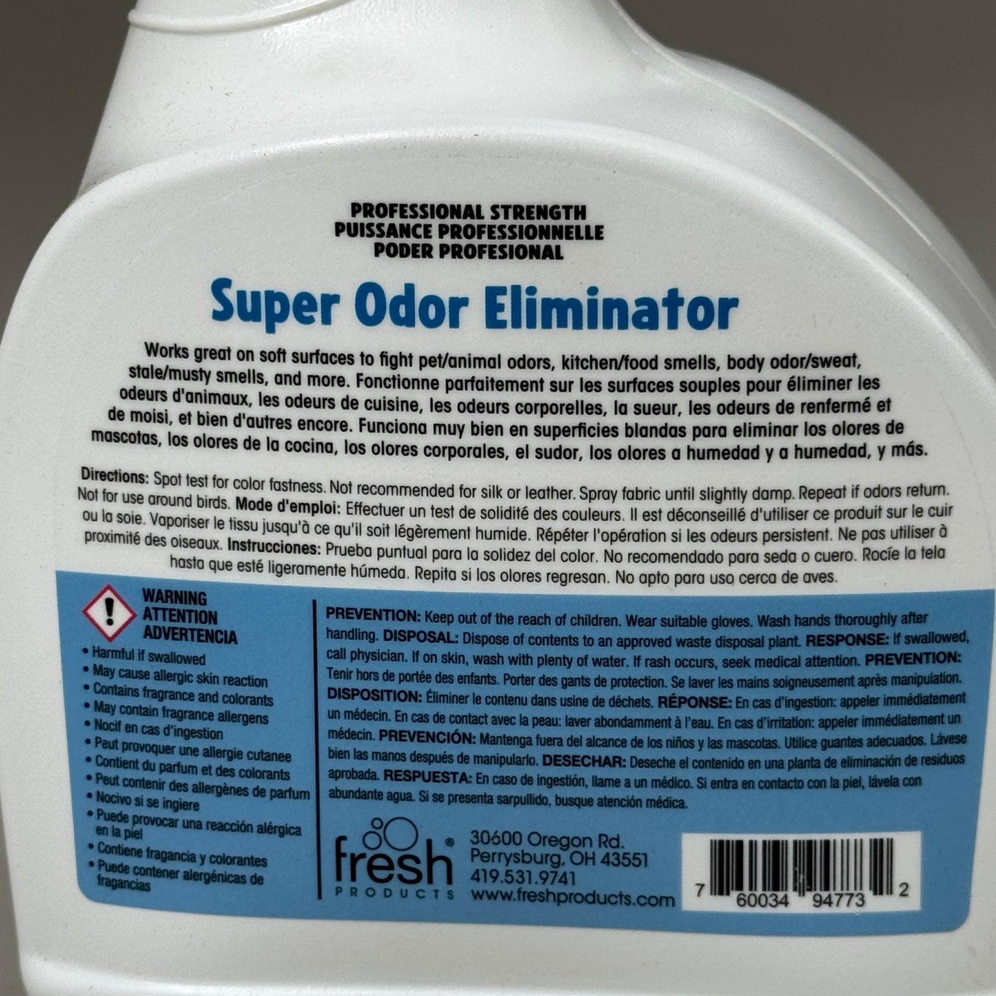 FRESH PRODUCTS (6 PACK) All Natural High Strength Super Odor Eliminator 32 fl oz