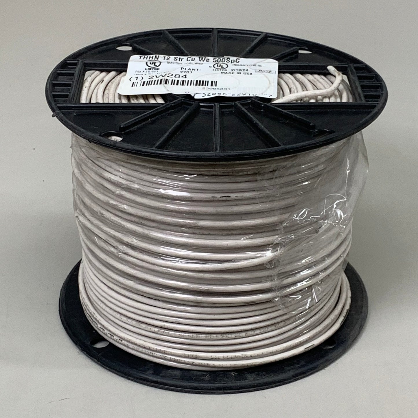 SOUTHWIRE Building Wire 12 AWG 1 Conductor Stranded 600 V 500 ft White 22965801