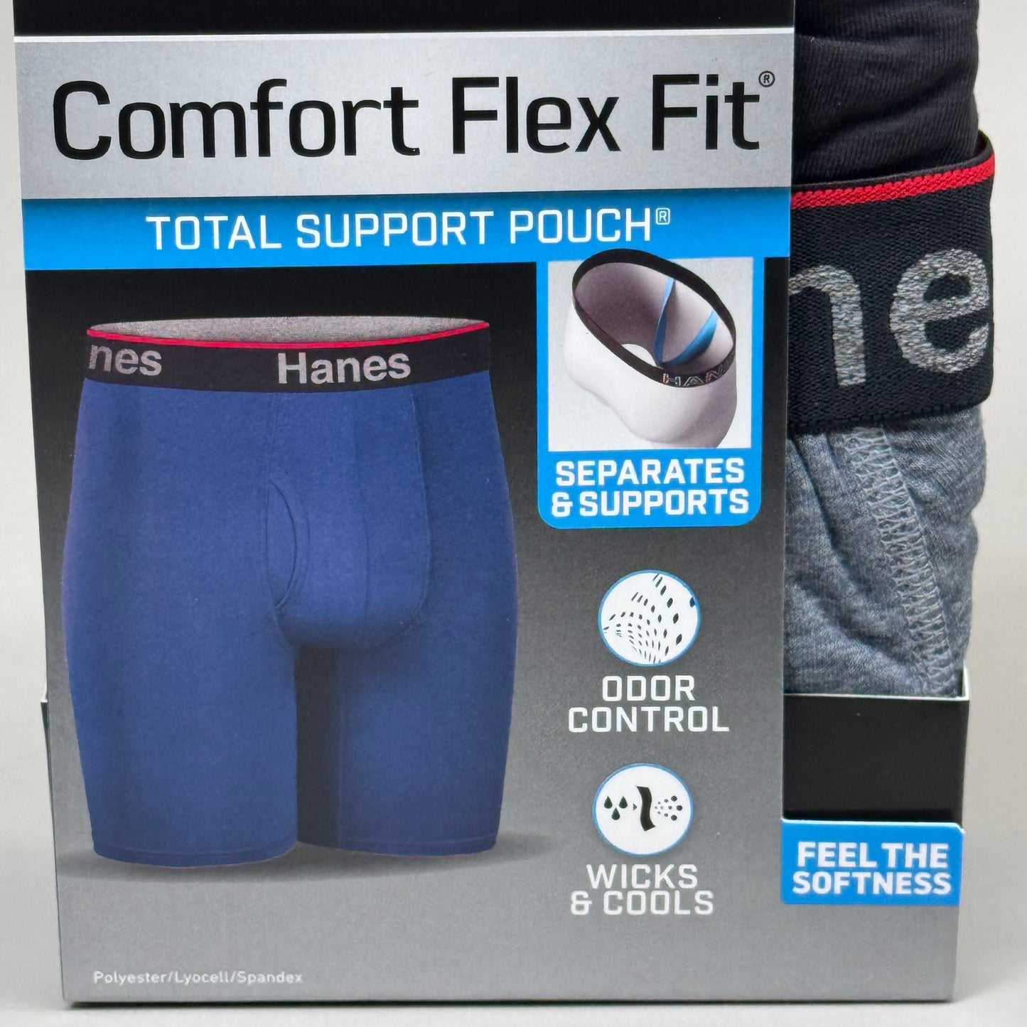 HANES (3 PACK!) Men's Cool Comfort Boxer Briefs Sz L 36-38" Black/Grey CFFLL3
