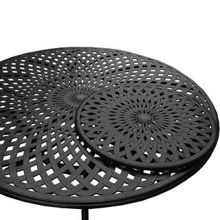 Z@ OAKLAND LIVING Round Patio Dining Table w/ Lazy Susan, Aluminum 59” Black 1022-ROUND-59-TABLE-LAZY-LBK (New, Some Dirt)