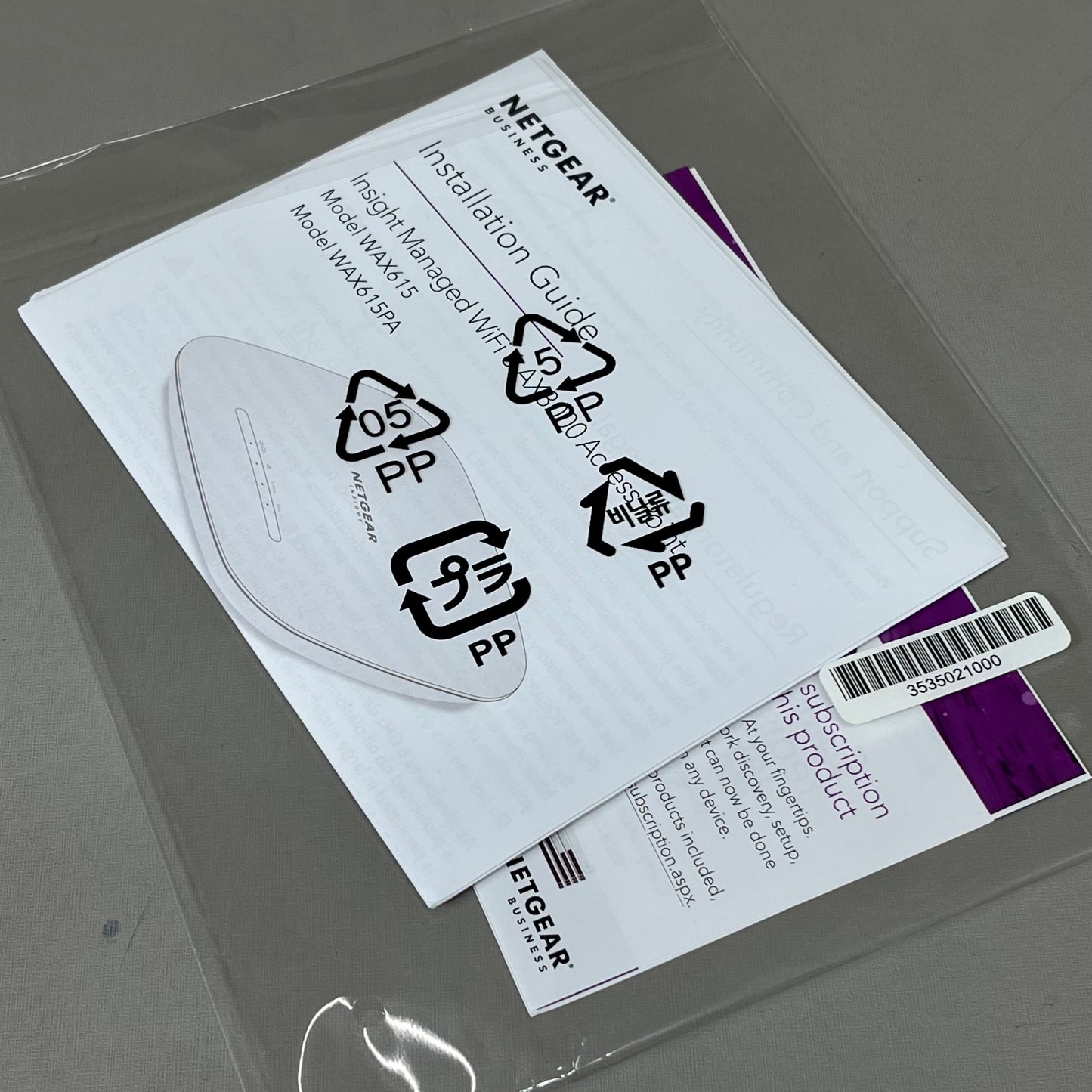 NETGEAR Dual Band PoE Multi-Gig Insight Managed WiFi 6Access Point WAX615-100CNS