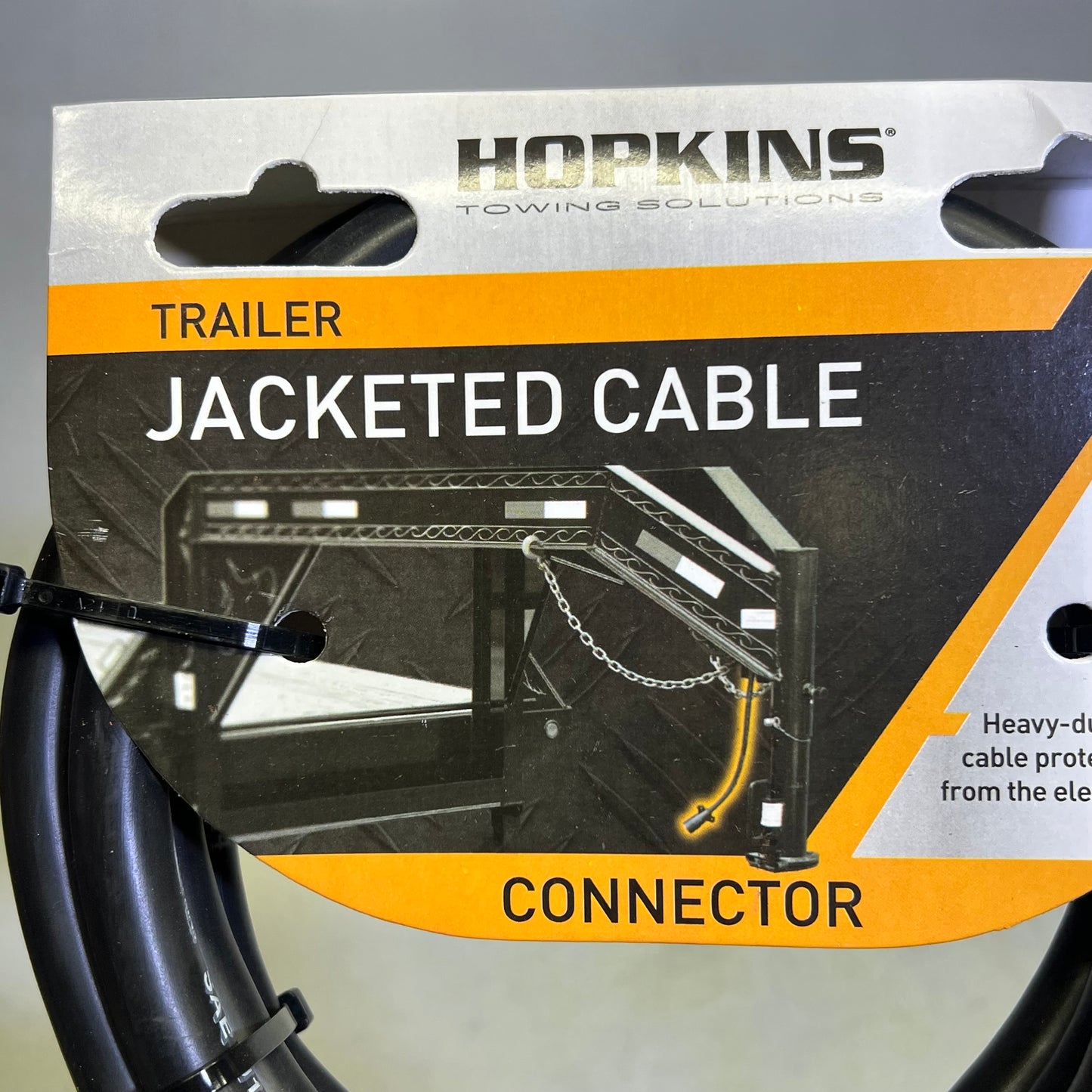 HOPKINS Towing Solutions 6 Round Connector w/ Jacketed Cable 8' Black 20136