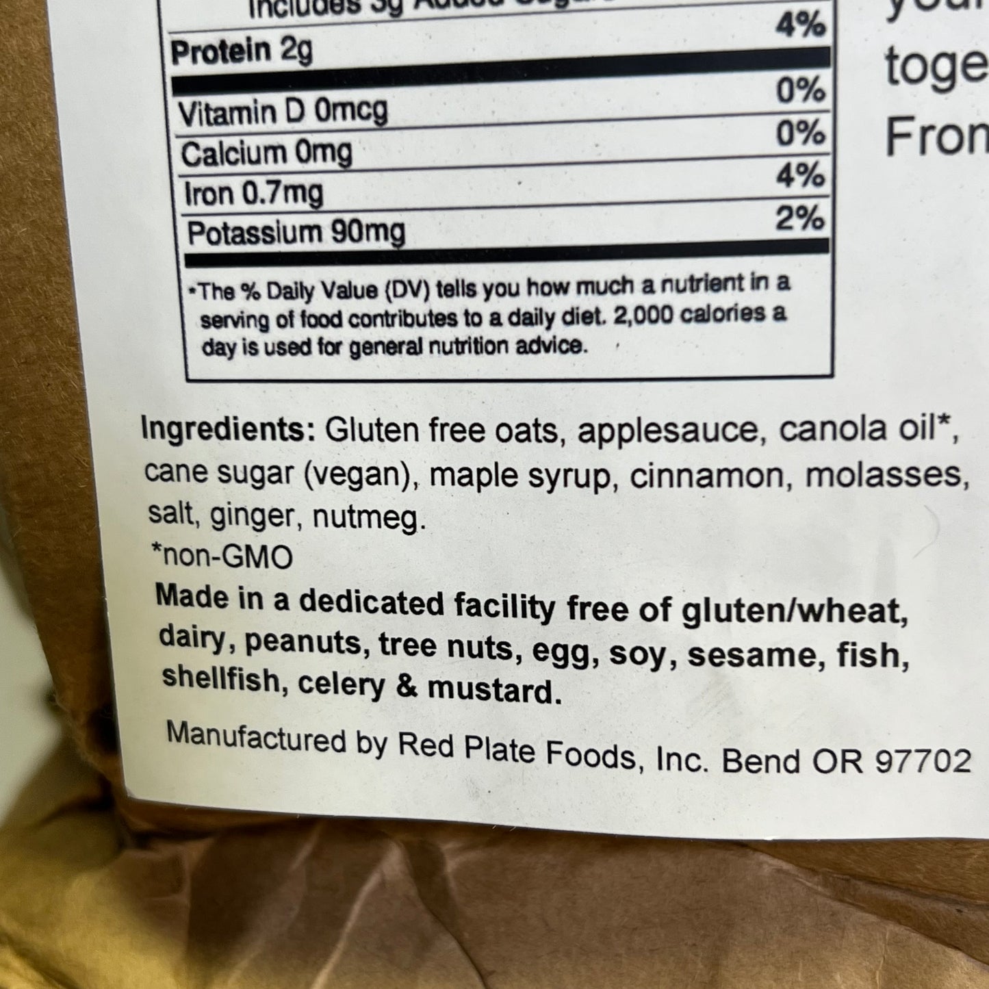 RED PLATE FOODS (25 LB BAG) Salted Caramel Granola Gluten Free BB 04/27