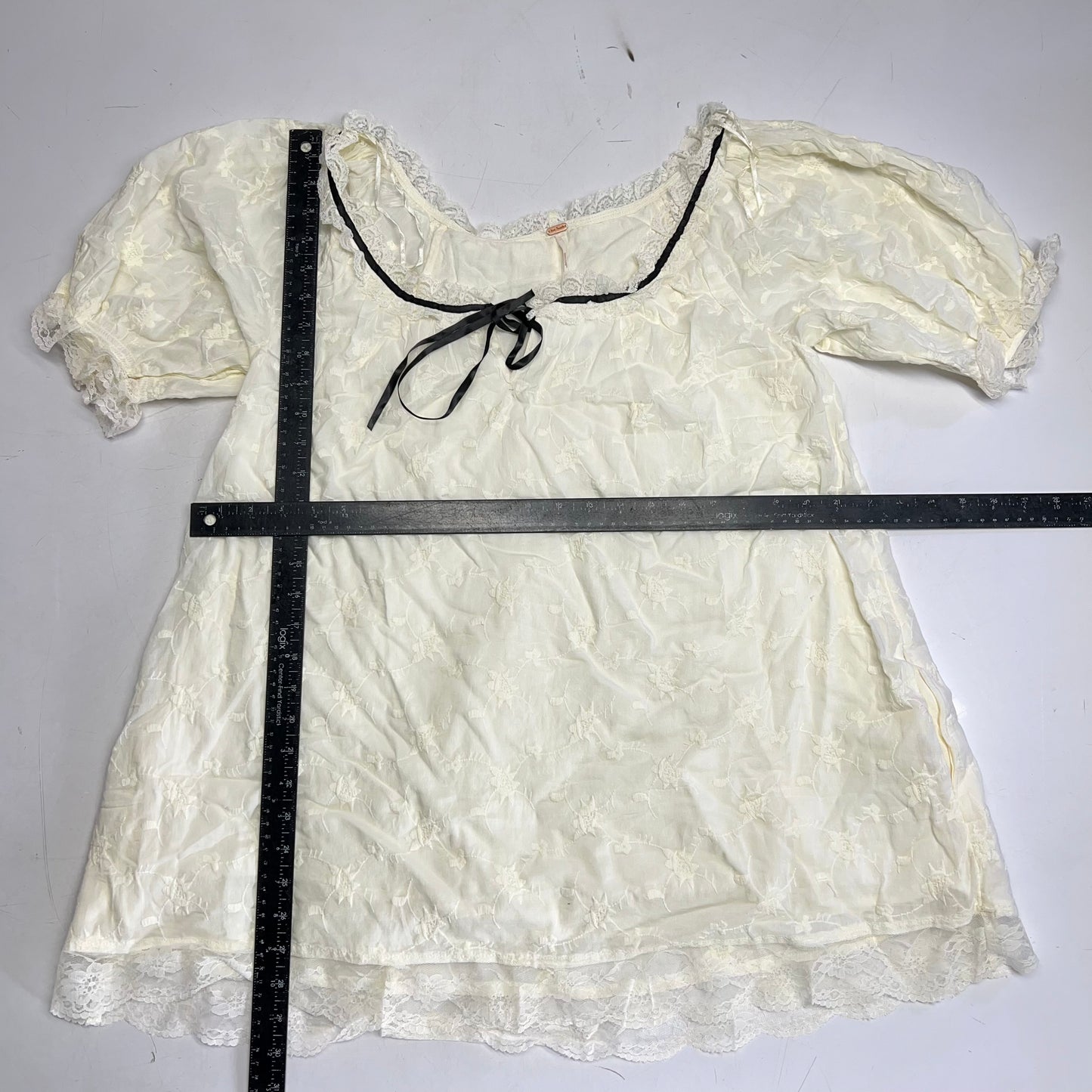 FREE PEOPLE Juno Embroidered Baby Doll Dress Women's Sz S White/Black 11163933