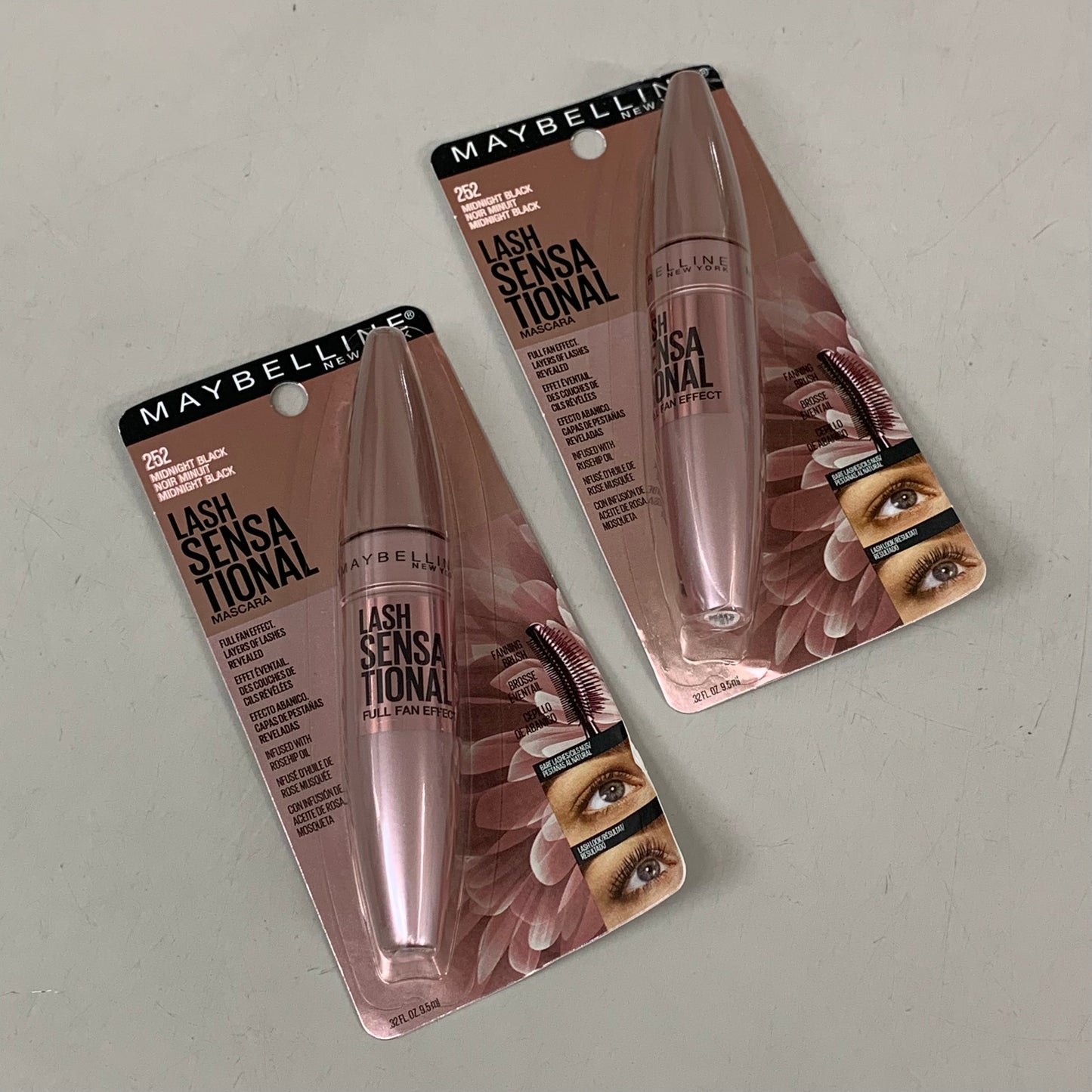 ZA@ MAYBELLINE (2 PACK) Lengthening Lash Sensational Mascara .32 Fl Oz Midnight Black As-is F