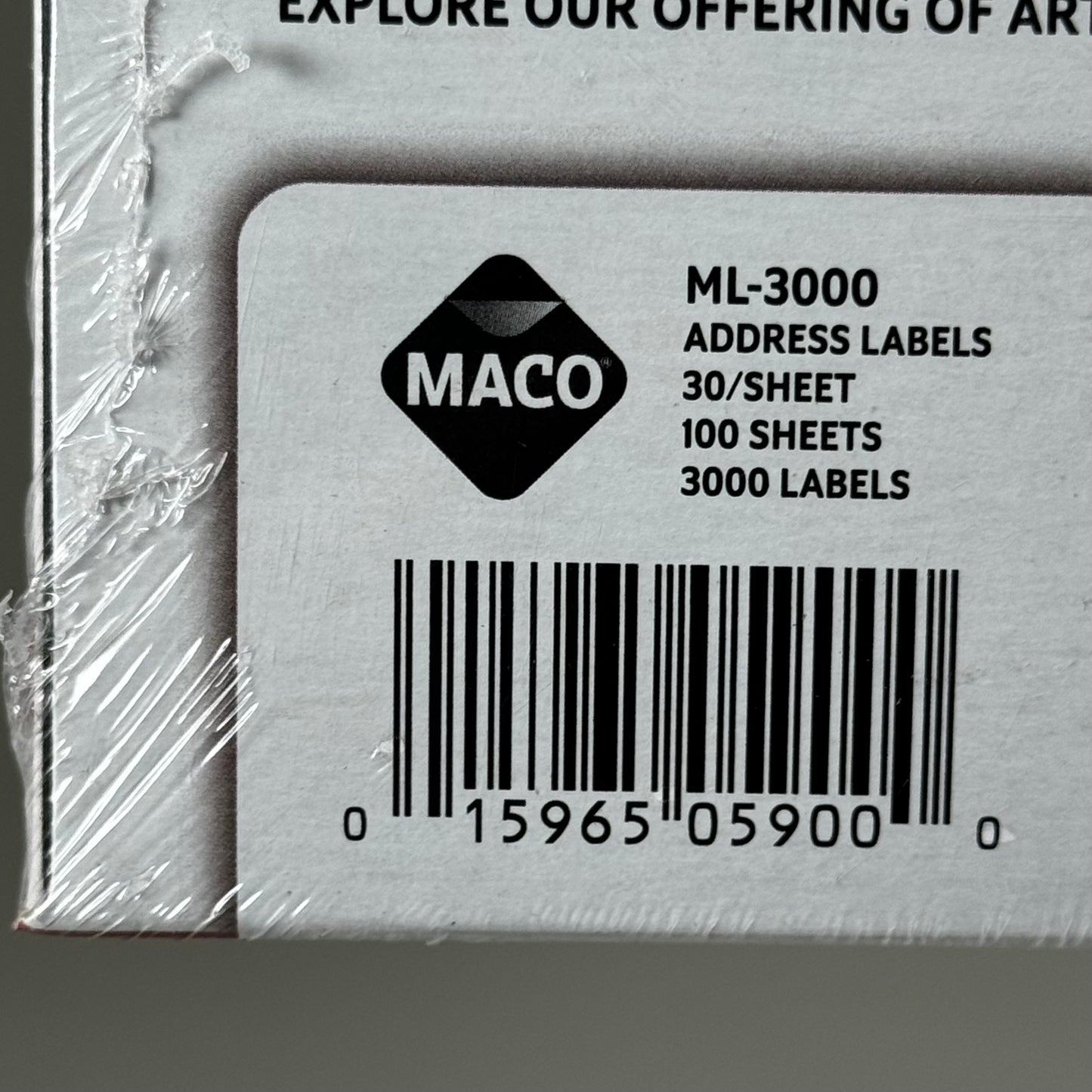 MACO (100 SHEET,3000 LABELS TOTAL) Jam-Free Laser/Inkjet Labels 1"x2 5/8" White