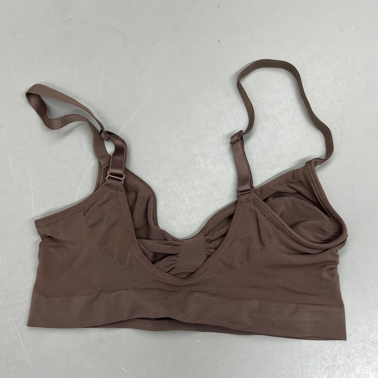 SKIMS Strong Support Seamless Bralette Pique Stitching Women's Sz S Umber