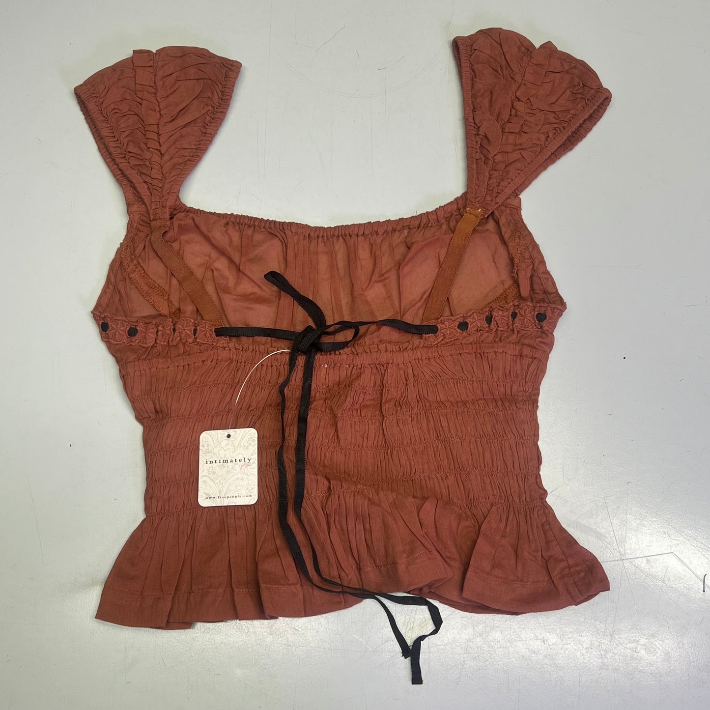 FREE PEOPLE Linen Textile Sweet On Your Crop Women's Sz S Maple Syrup 96849898