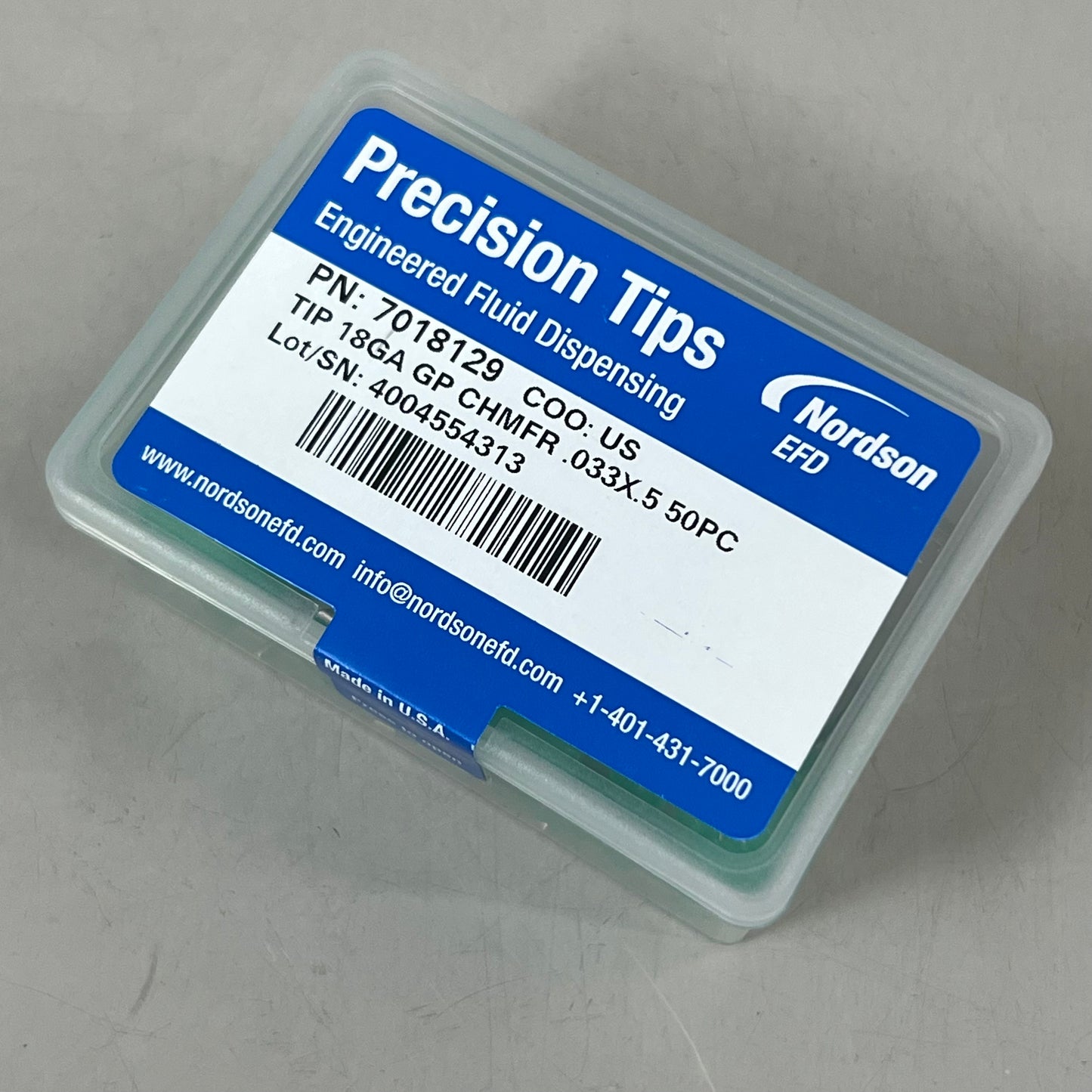 NORDSON EFD 7018129 Dispensing Needle Tip 18GA, 0.5" L, Green, 50/Box Green 7018129