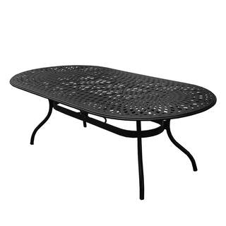 Z@ OAKLAND LIVING Oval Patio Dining Table, Aluminum 94”x48” Black 1025-OVAL-95-MESH-TABLE-LBK (New, Some Dirt)
