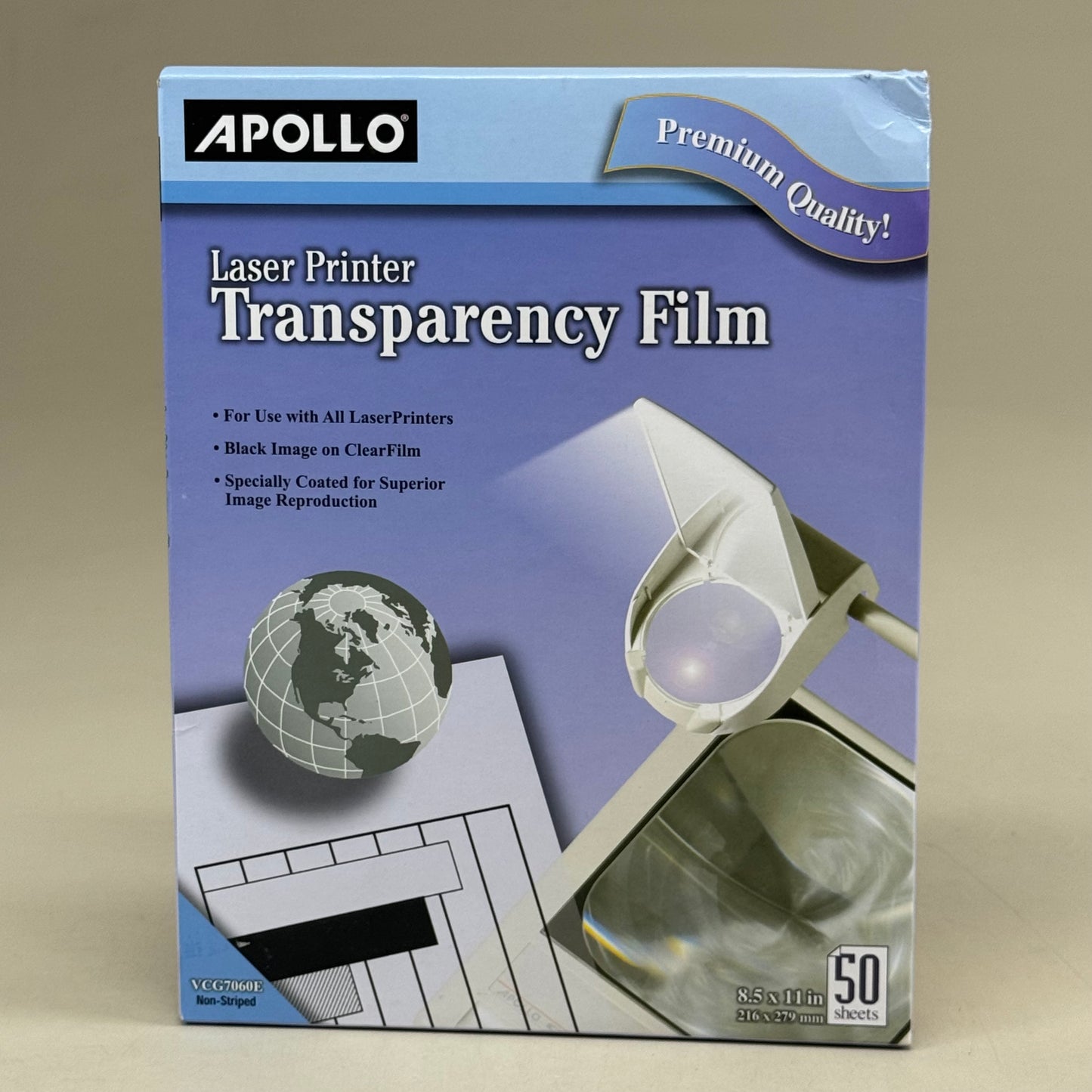 APOLLO (50 Sheets) Laser Printer Transparency Film  8.5"x11" Clear (New Other (Distressed Packaging))