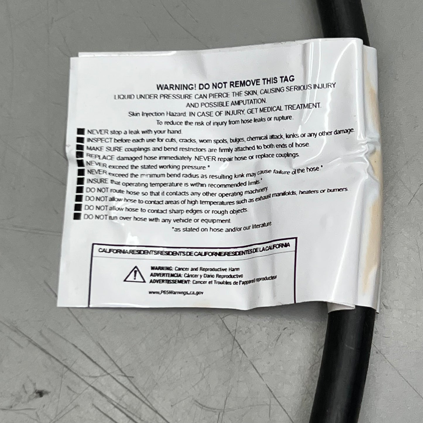 SPRAYING SYSTEMS CO. 1/4" X 25ft Spray Hose Black LJC6104