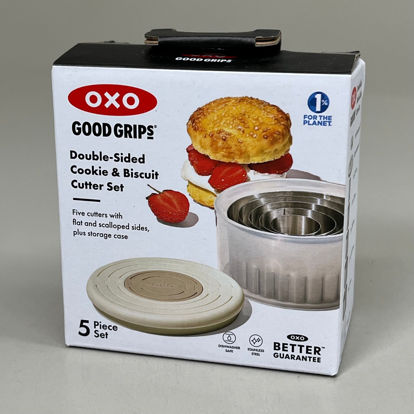 OXO Good Grips Double Sided Cookie & Biscuit Cutter Stainless Steel 5 Piece Set