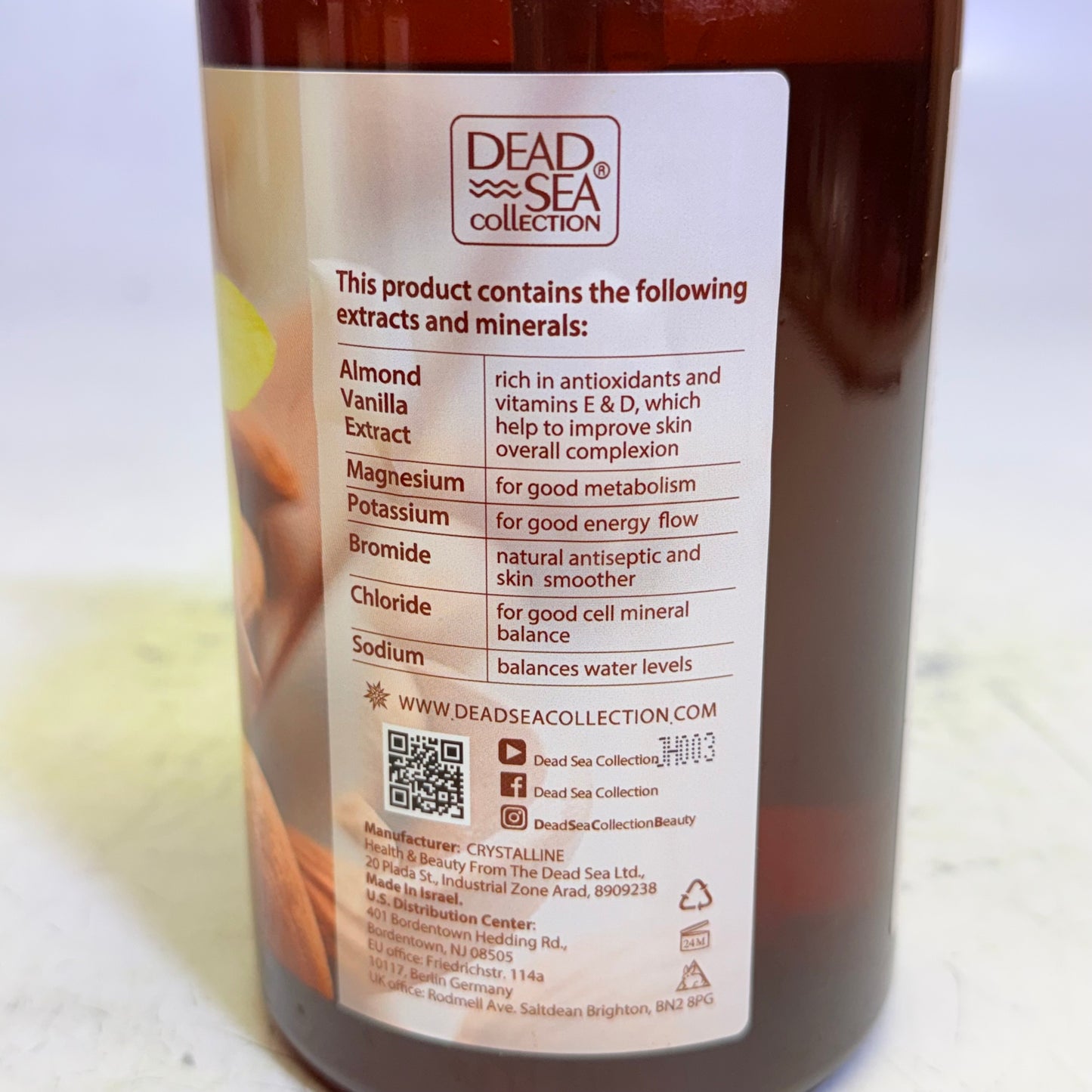 DEAD SEA COLLECTION (2 PACK) Almond Vanilla Mineral Body Wash 33.8 Fl |Oz