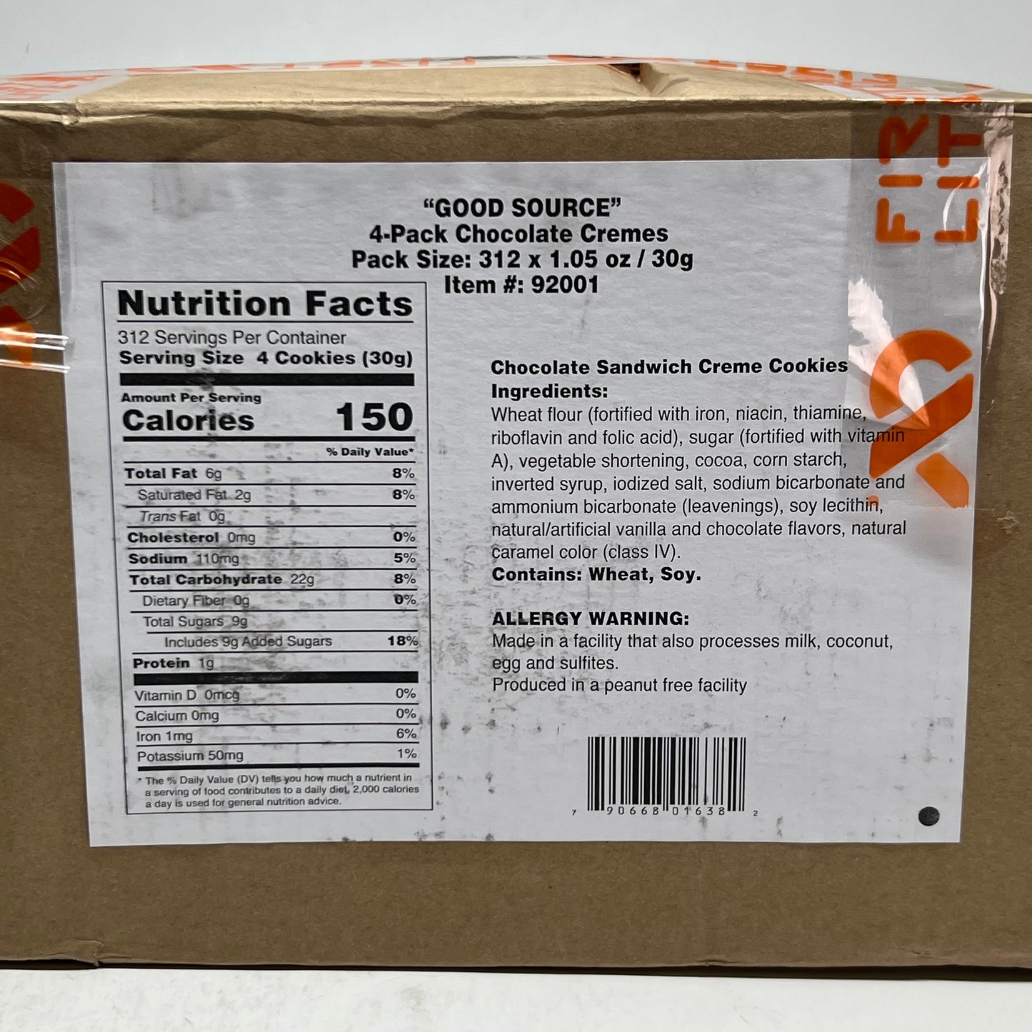 ZA@ GOOD SOURCE (312 PACK) Chocolate Cremes Cookies 92001