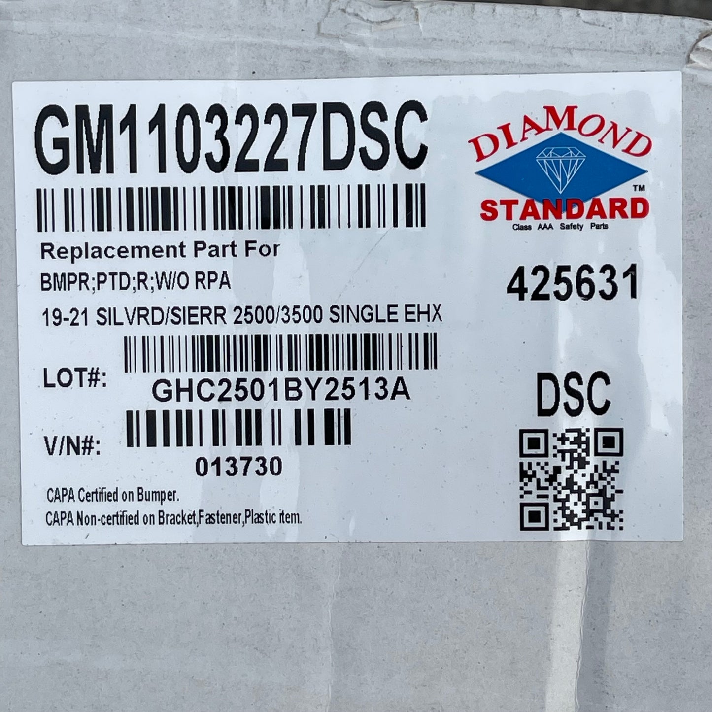 ZA@ Pallet of DIAMOND STANDARD Rear Bumper for Chevy Silverado 2500 (2019-2021) GM1103227DSC (AS-IS)