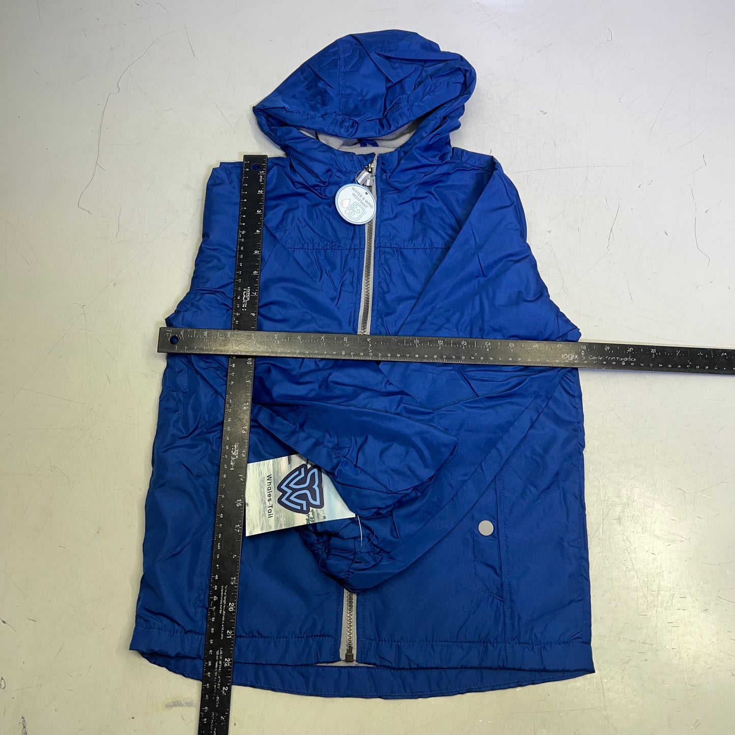 WHALES TAIL PERFORMANCE WEAR Fleece Lined Windbreaker Jacket Boy's Sz 8 Blue