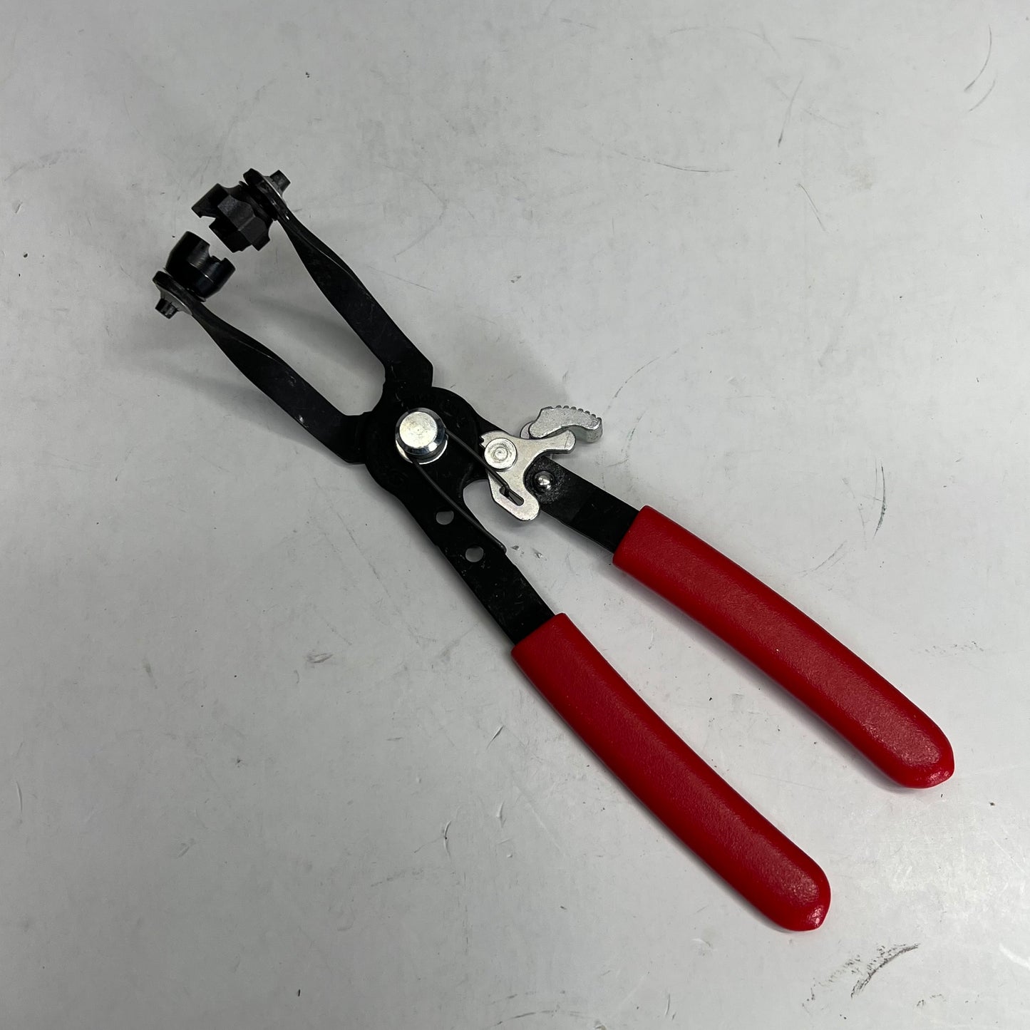 SNAP ON Ratcheting Offset Hose Clamp Pliers  9" 45 Degree Red/Black HCP1145