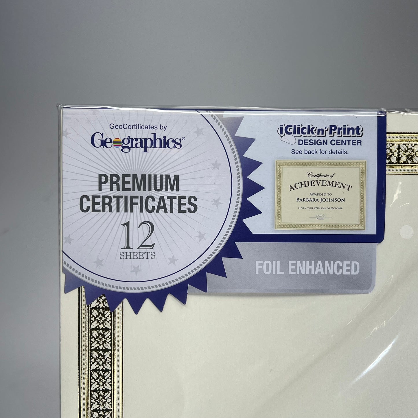 GEOGRAPHICS (4 PACK, 12 EACH) Foil Certificates 8.5"x11" Gold/Off White 45492