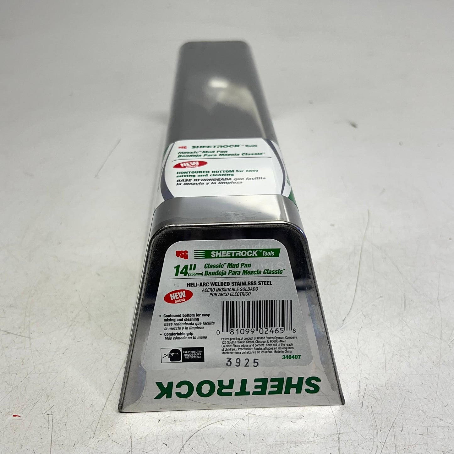 KRAFT Rust Resistant Classic Stainless Steel Mud Pan Contoured Bottom 14" 340407