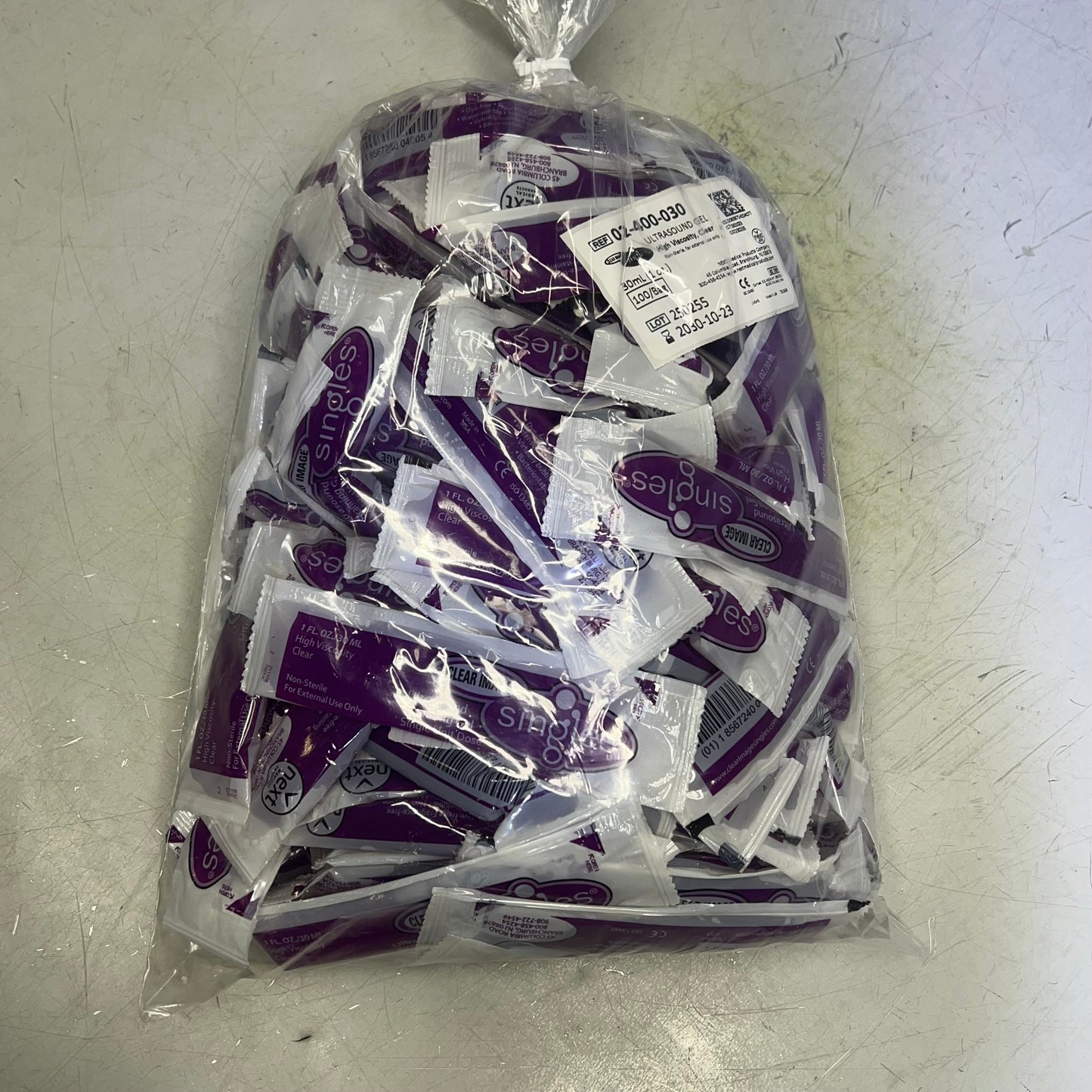 ZA@ CLEAR IMAGE (100 PACK, 1 Fl Oz Each) Singles Lite Ultrasound Gel Packets High Viscosity Clear