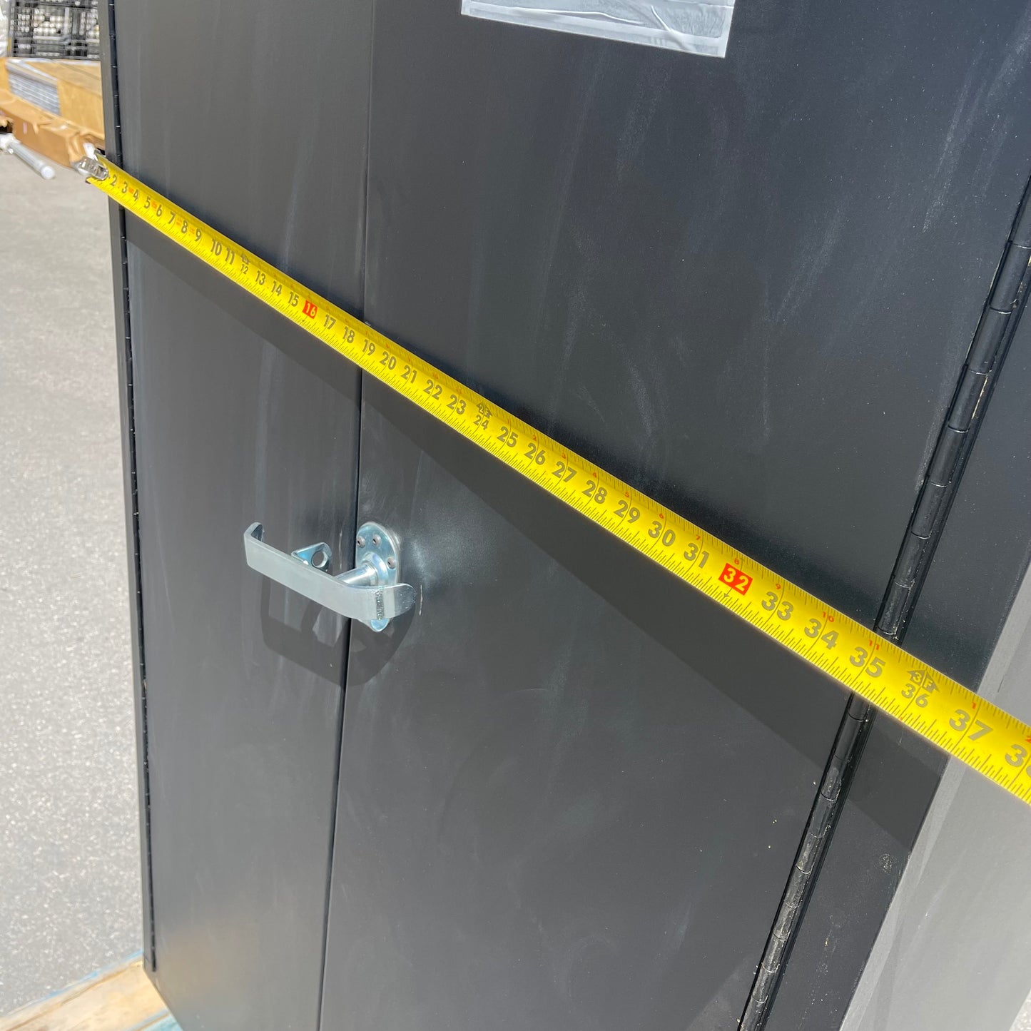 JAMCO Steel Storage Cabinet W/ 122 Yellow Bins 78" x 36" x 24" Dark Grey DF236BL