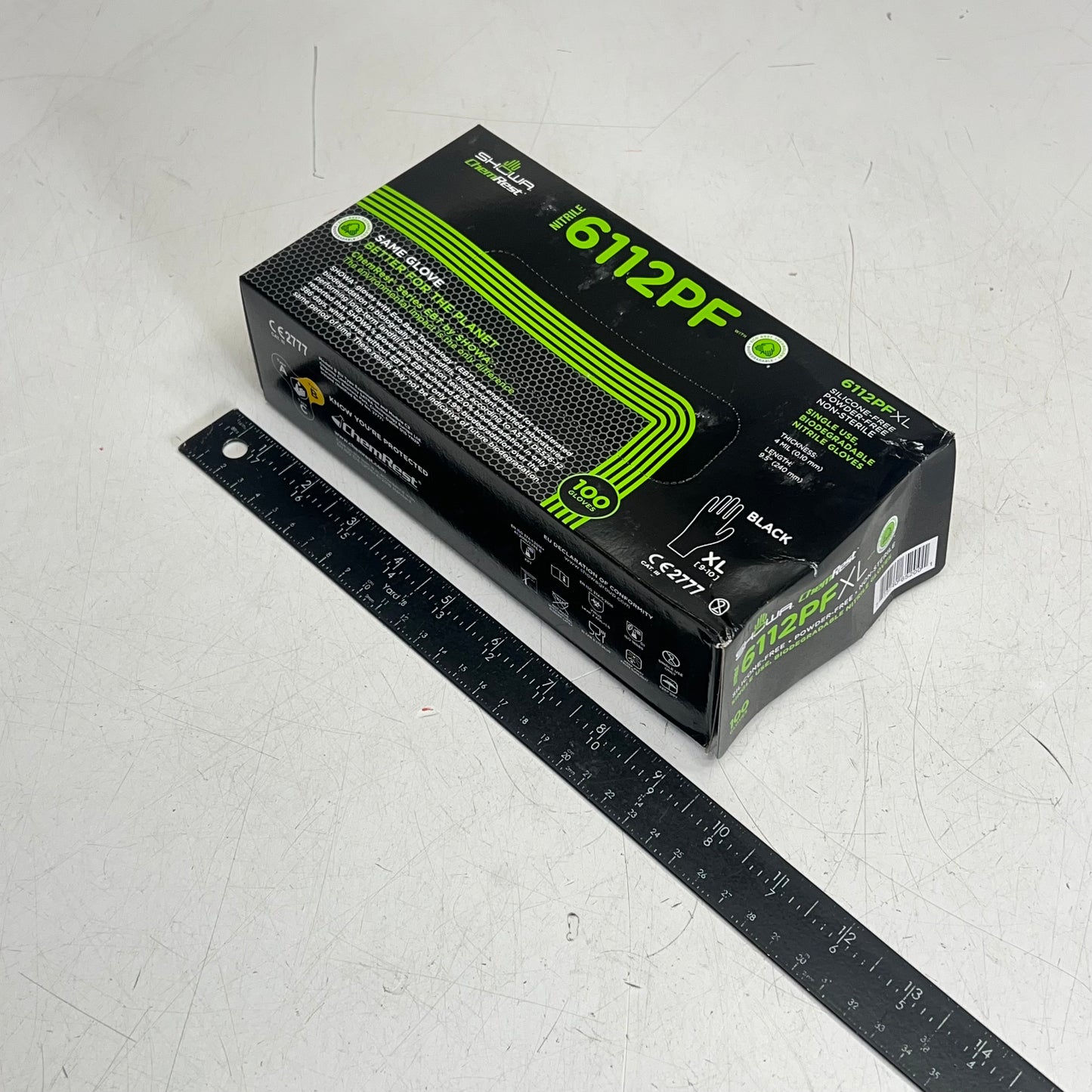 ZA@ SHOWA Biodegradable Single-use Gloves Prioritizes Unisex Sz XL Black 6112PF (New Other)