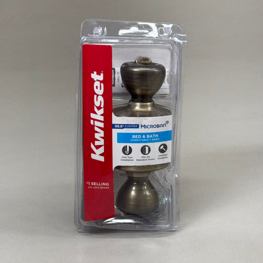 KWIKSET (2 PACK) Bed & Bath Microban Privacy Lock Antique Brass Finish 93001-869