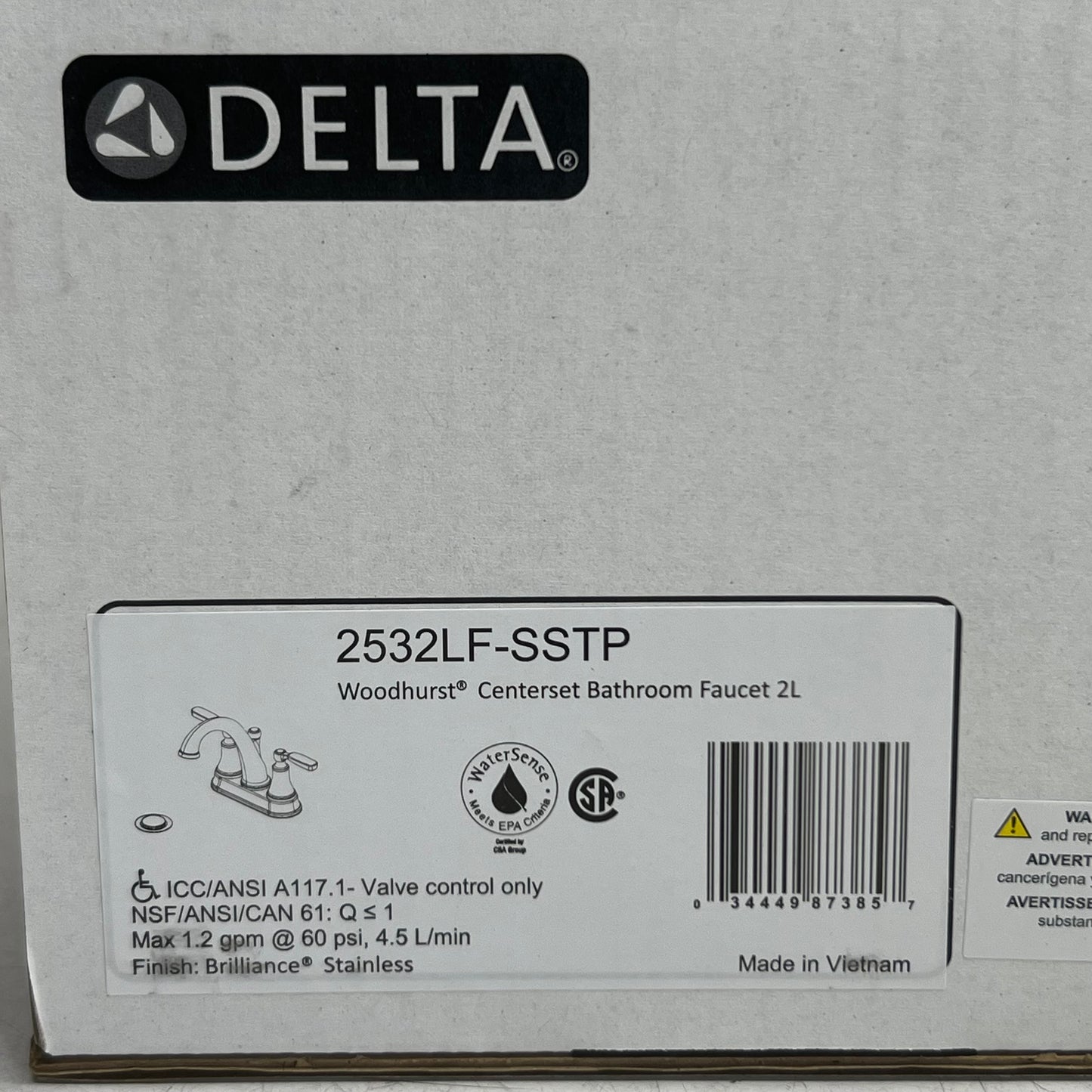 DELTA Woodhurst Centerset Bathroom Faucet (Stainless) 2532LF-SSTP