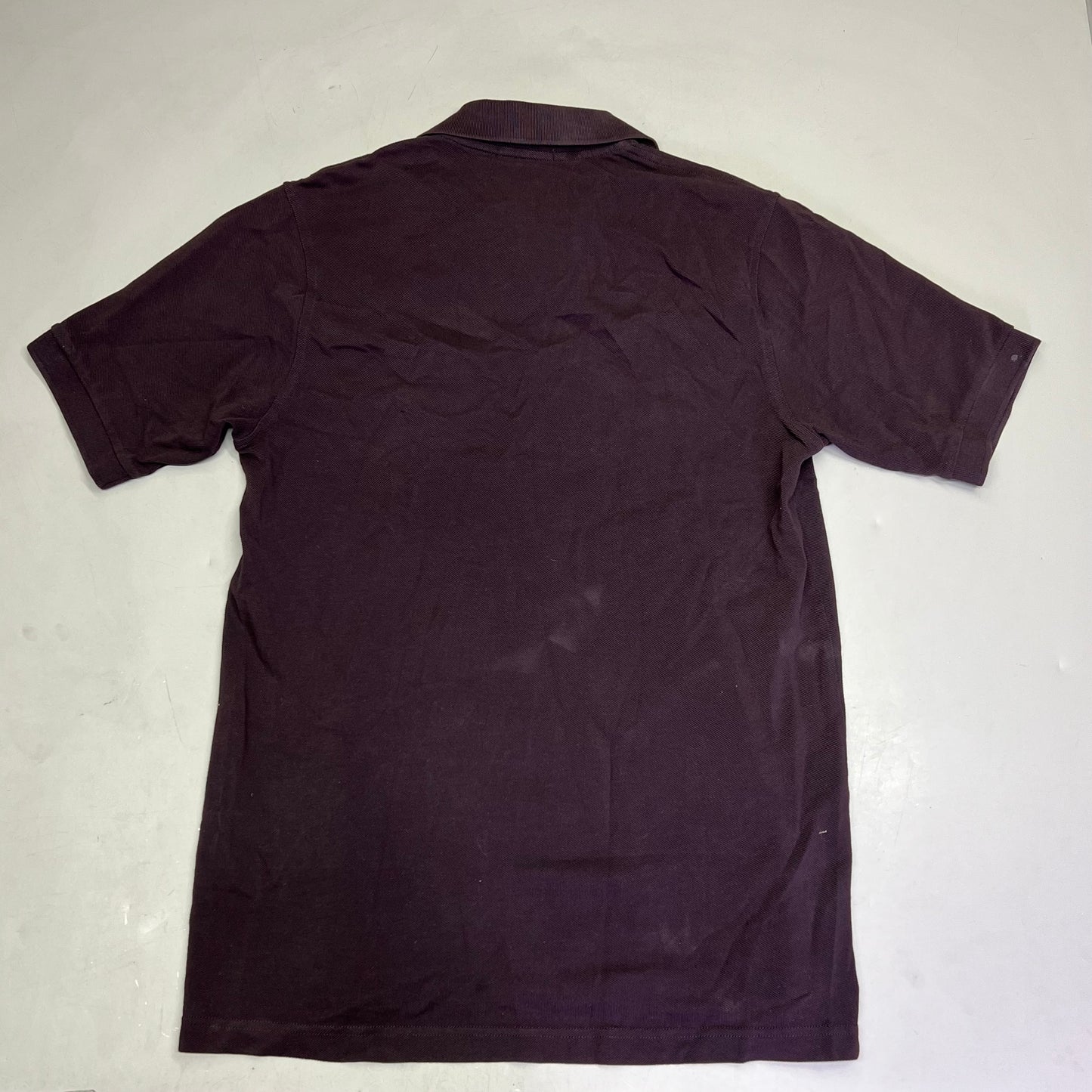 BURBERRY Rib Knit Cotton Polo Shirt w/ Signature Plaid Mens Sz S Brown (Used)