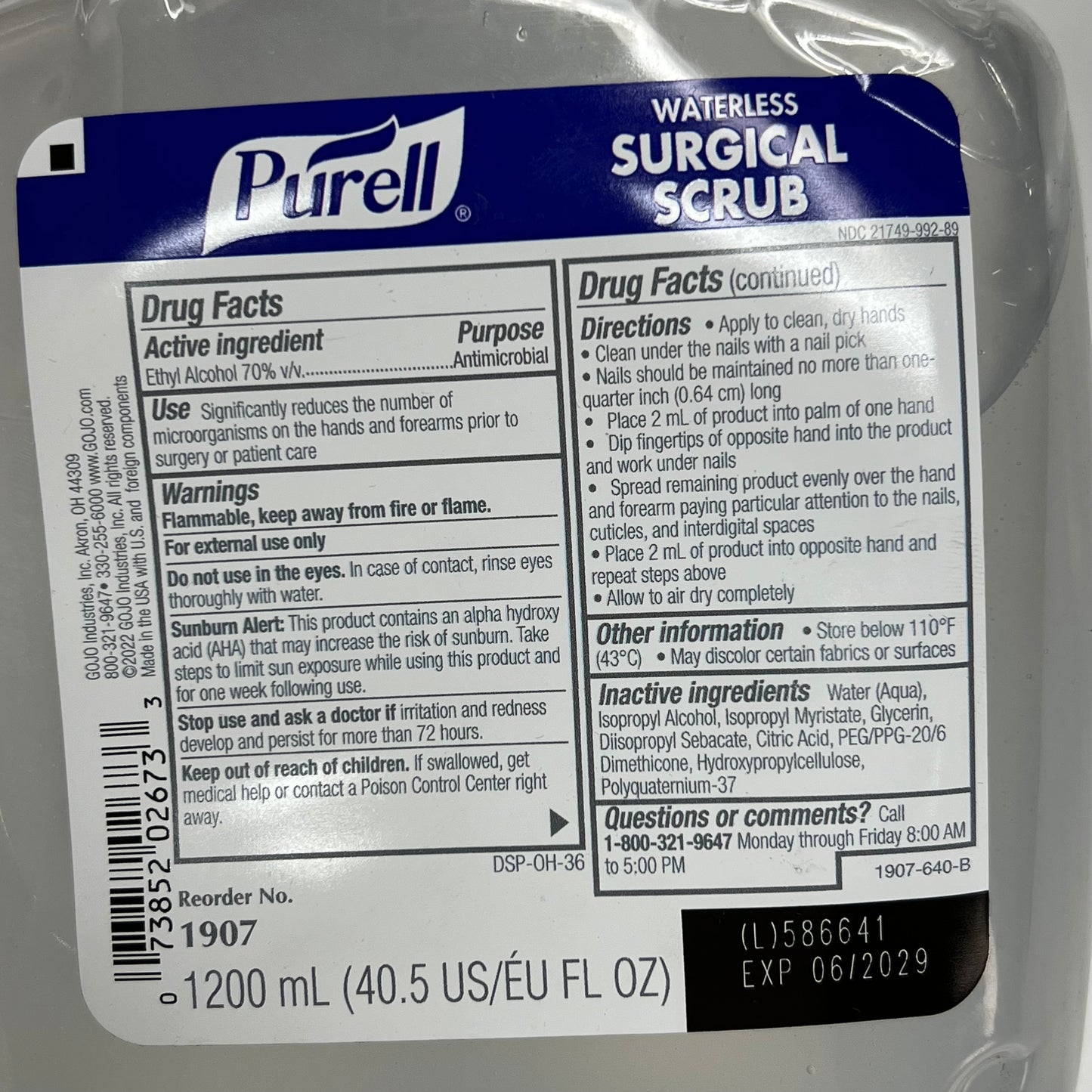 PURELL (2 PACK) Waterless Surgical Scrub Gel W/ 5 Skin Condition 40.5 Fl Oz 1907