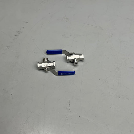 DERNORD (2 Pack) 3 Way Ball Valve Stainless Steel 304 1/4" Silver 7741