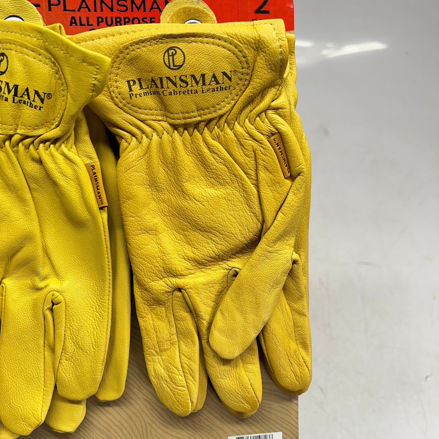 PLAINSMAN (2 PAIR) Premium Cabretta Leather Gloves Unisex Sz XL Yellow GC204