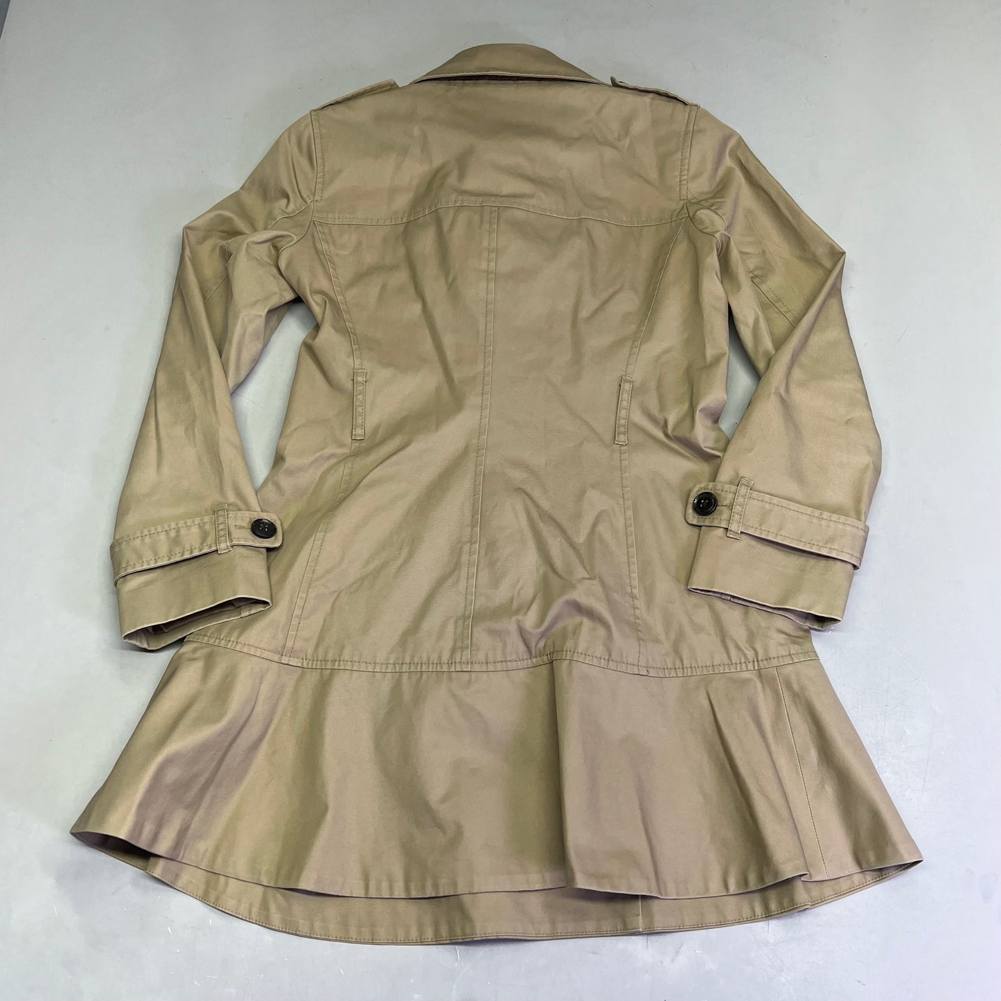 BANANA REPUBLIC Flared Trench Coat 100% Cotton Shell  Women's Sz XS Coconut Husk