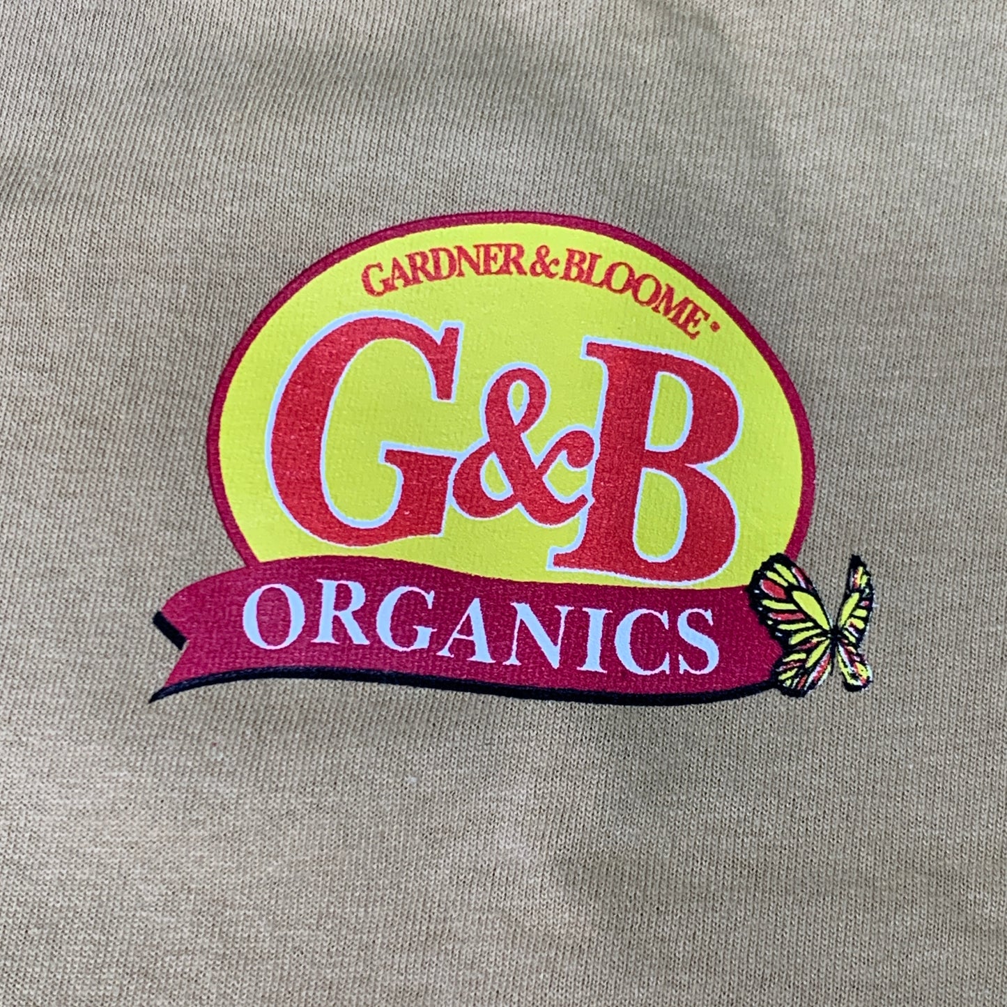 G&B Organics "I'm Diggin This" Logo T-shirt Unisex Sz S Mustard (New)