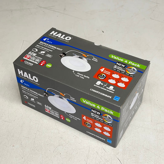 HALO (SET OF 4) Baffle Downlight Bulb & Trim Replacement White LT4069FS1EWHR4PK