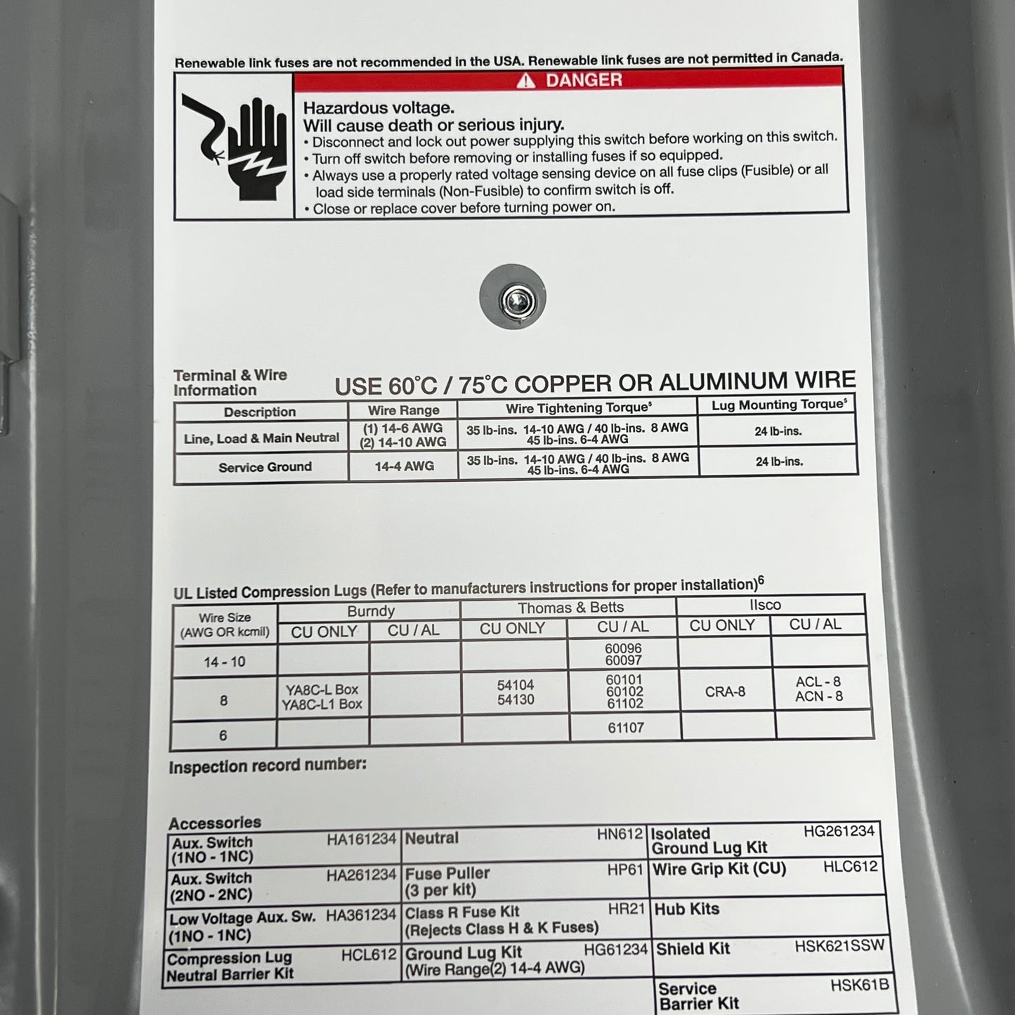 SIEMENS 30 Amp 3-pole Heavy Duty Fusible Safety Switch 240 VAC/250VDC HF321N
