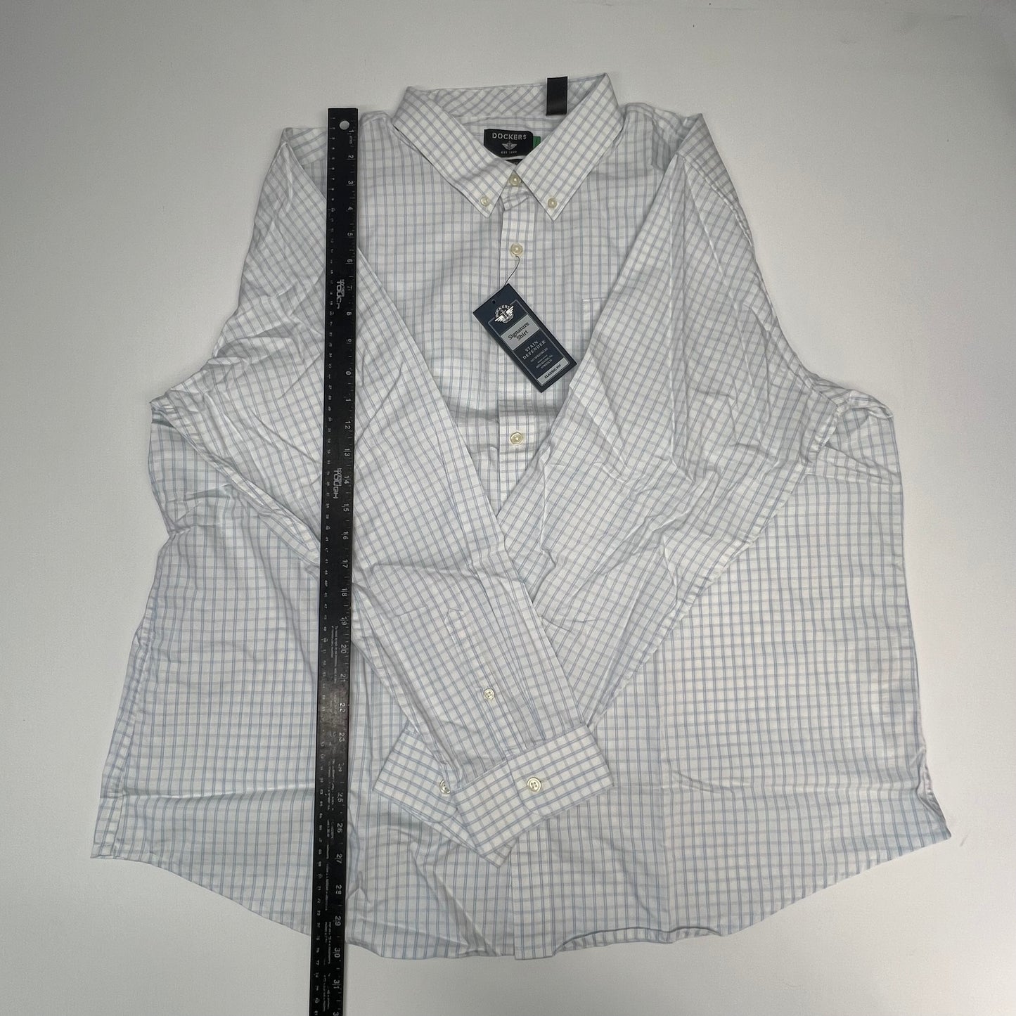 DOCKERS Signature Stain Defender Shirt Classic Fit Men's Sz XXL White A42520153
