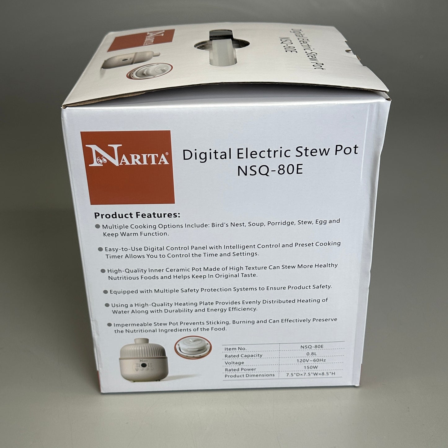 NARITA Digital Electric Stew Pot 0.8L Beige NSQ-80E