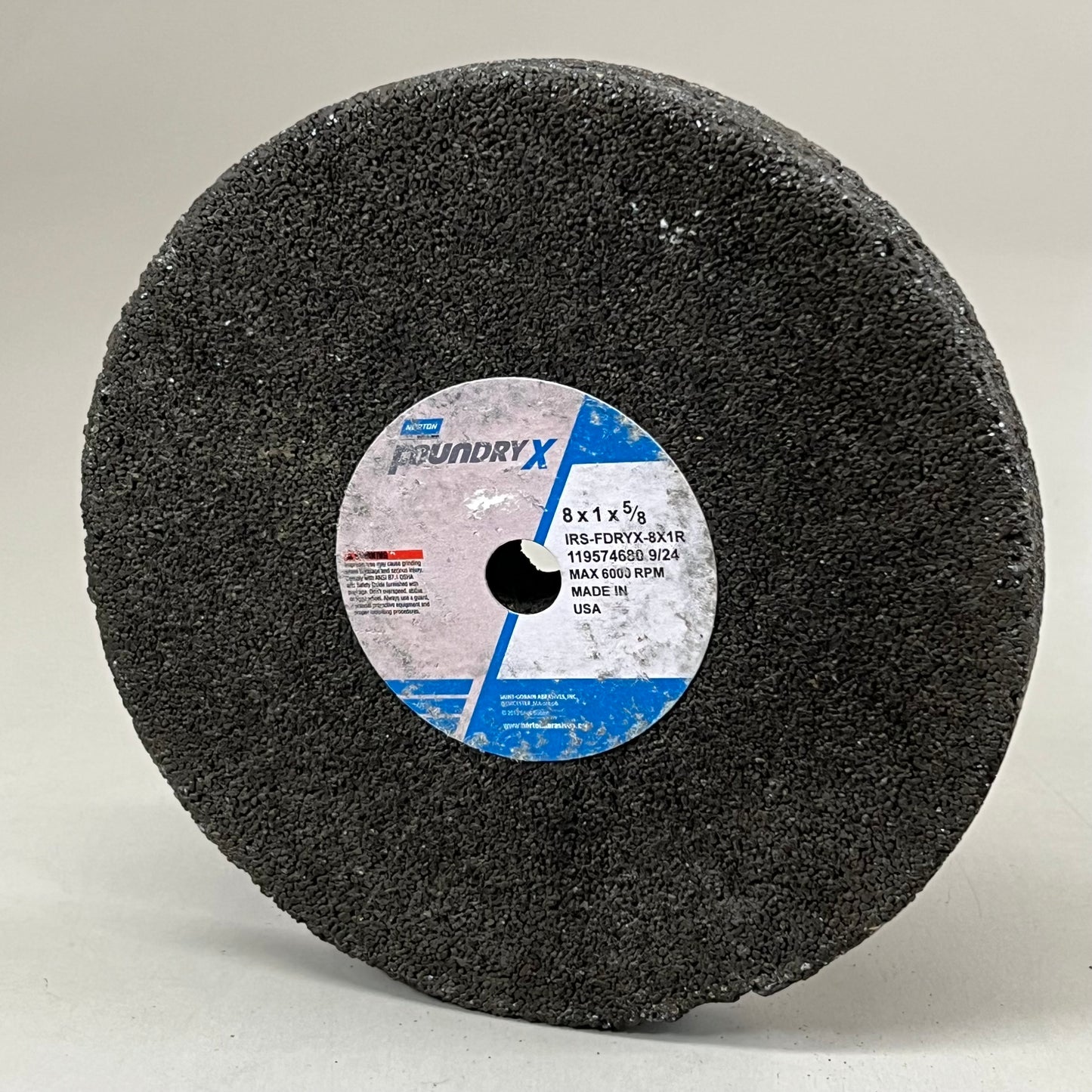 NORTON FOUNDRY Grinding Wheel 8" x 1" x 5/8" 9/24 grit Black IRS-FDRYX-8X1R