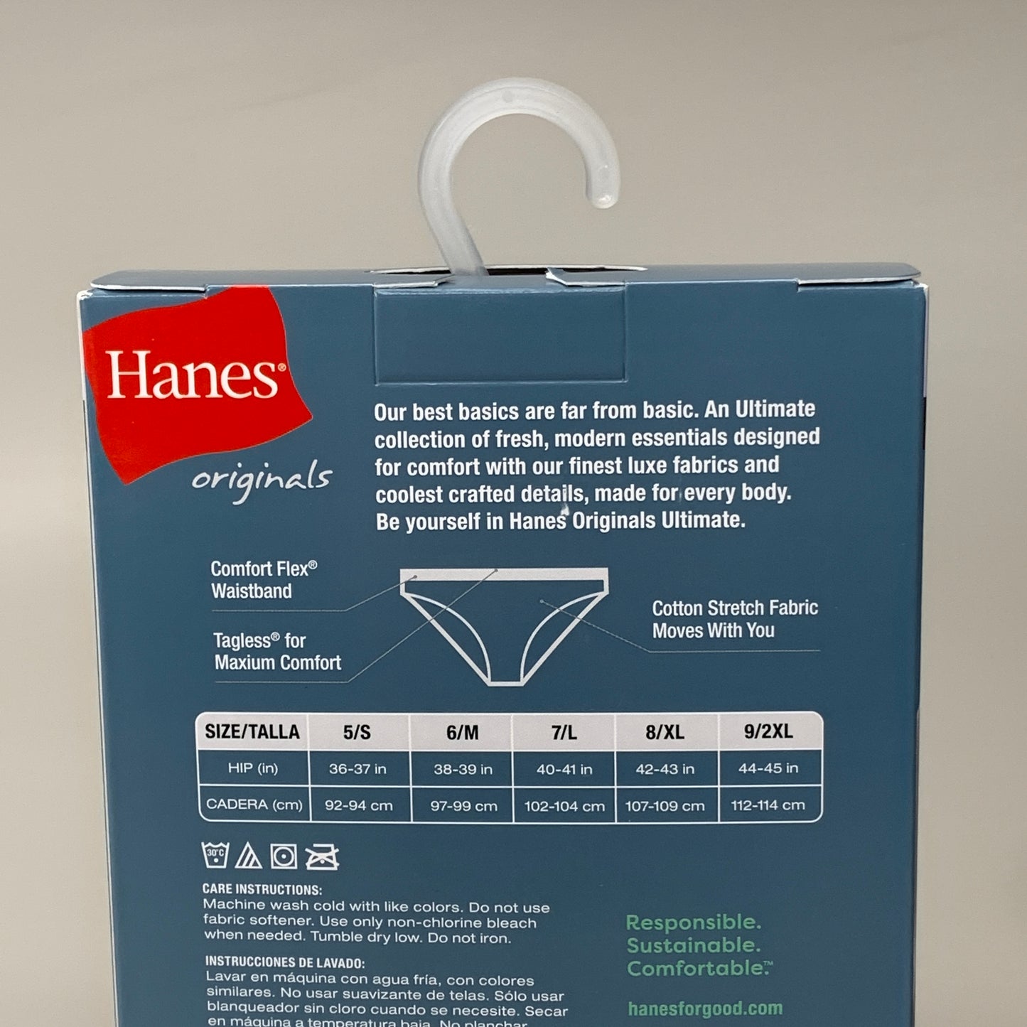 HANES 3 PACK!! Originals Women's Breathable Cotton Bikinis Underwear Sz 9/2XL Navy/White/Floral 45UOBK