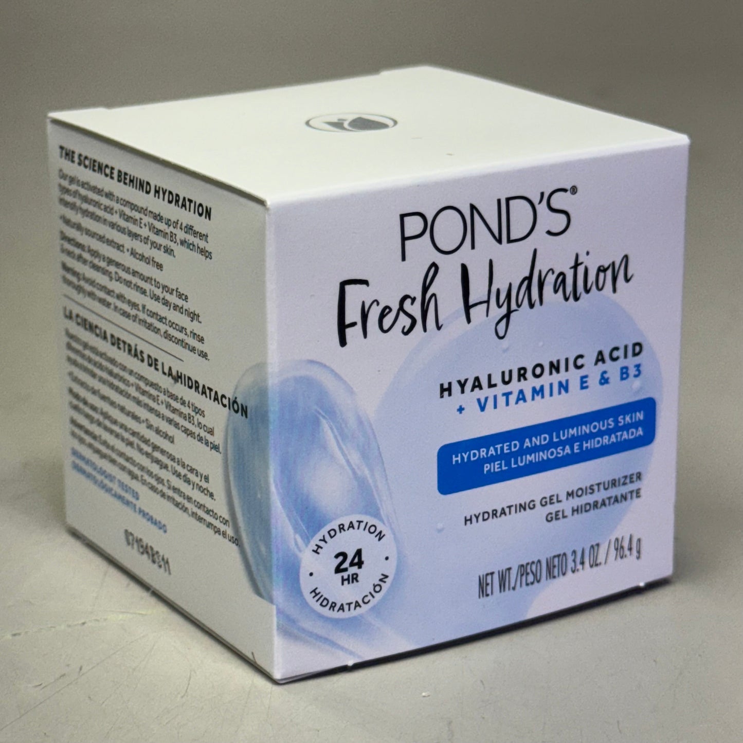 ZA@ POND'S (120 PACK) Hyaluronic Acid, Vitamin E & B3 Gel Face Moisturizer For All Skin Types 3.4 oz White E