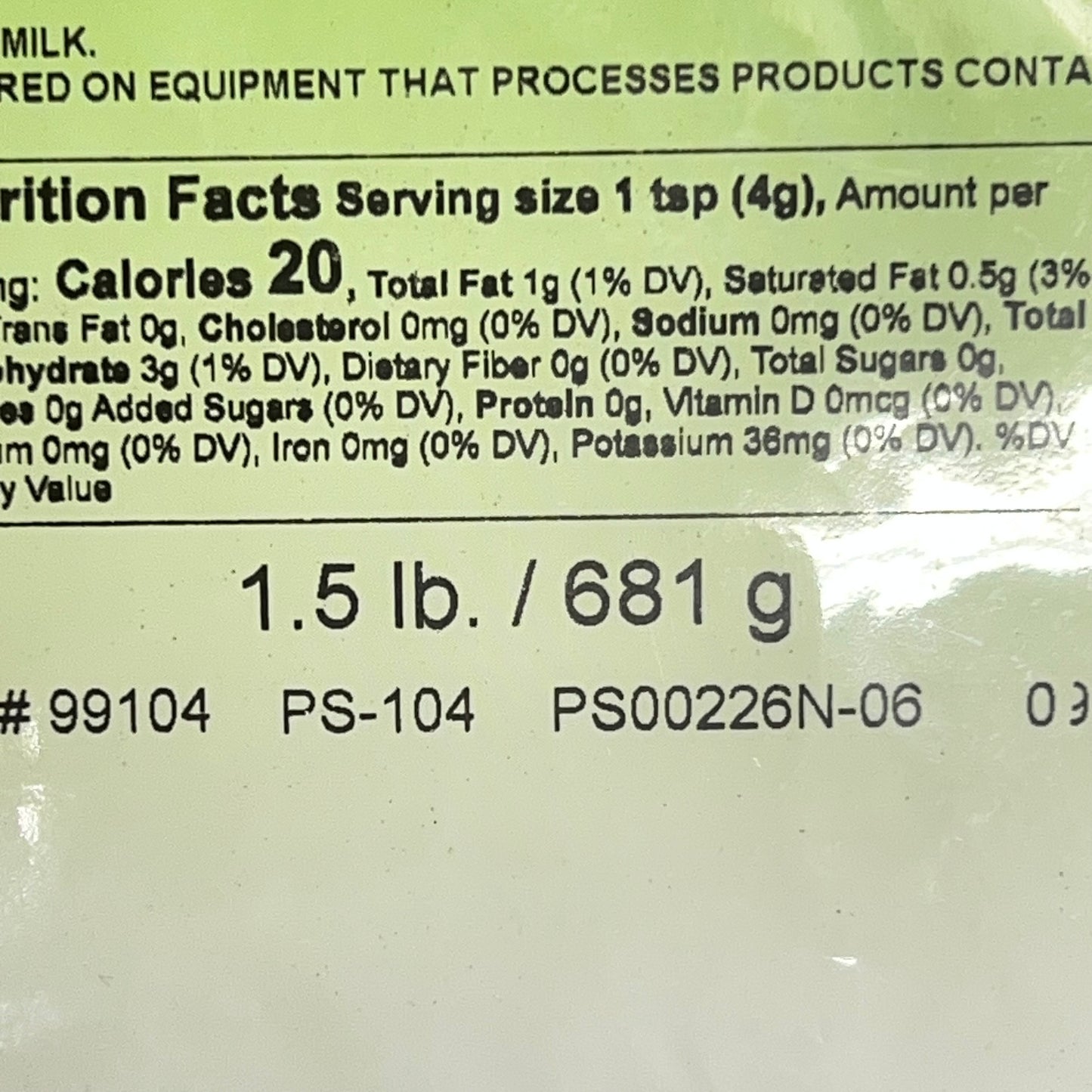 PERFECT SERVINGS (6 PACK, 1.5 Lb EACH) Powdered Products Creamer White 99104