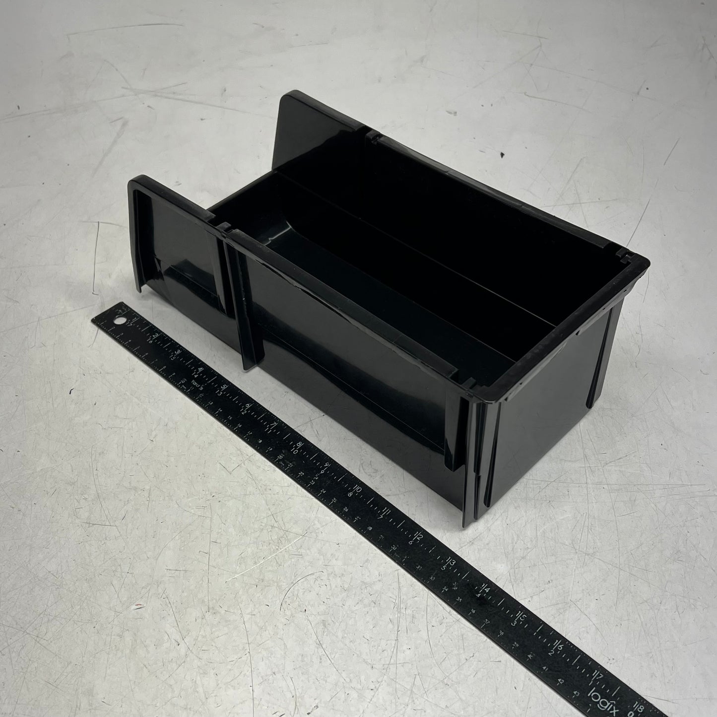 IRIS  Plastic Slim Organizing Bins Modular Stacking  13"Lx6"Wx5"H Black 585573