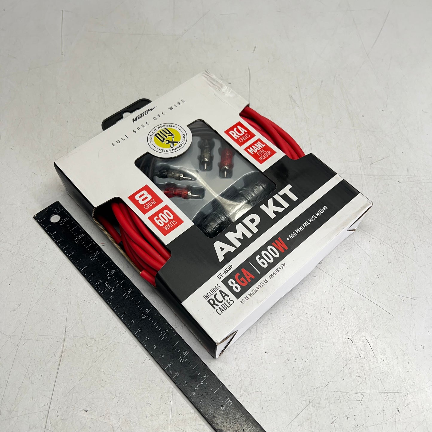 METRA Complete Amp Kit 17" Power 3" Ground 20" Remote 8 AWG 40 AMP Red BY-AK8P