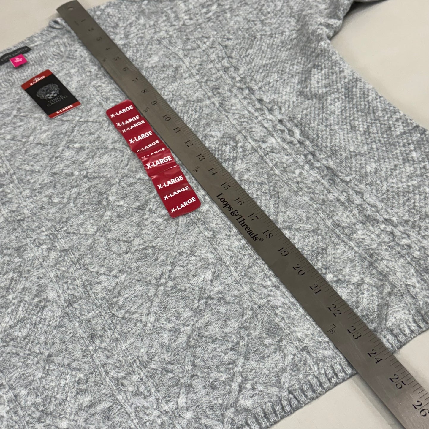 VINCE CAMUTO Cable Knit Sweater Women's Sz-XL Light Heather Grey SC2895