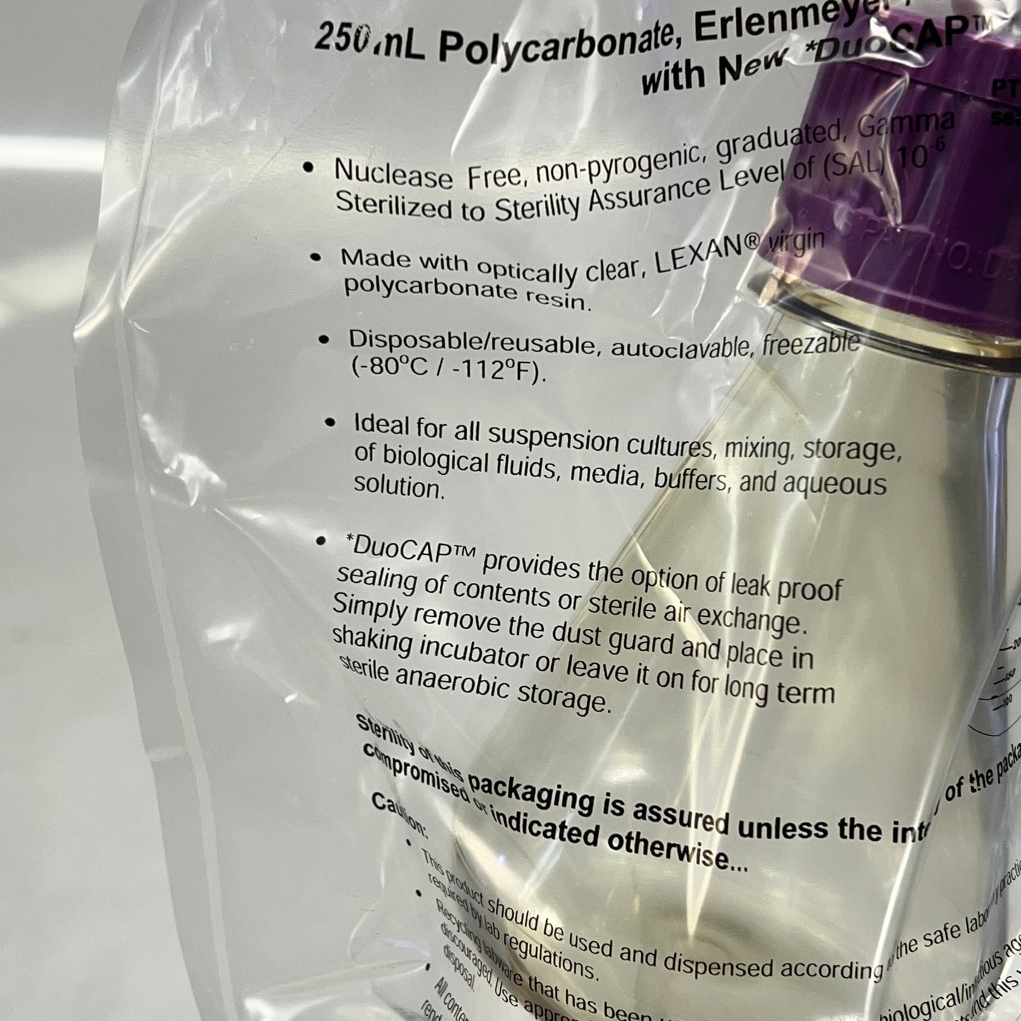 GENE MATE (12 PACK) Poly Erlenmeyer / Shaker Culture Flask W/ Duo Cap 250ml
