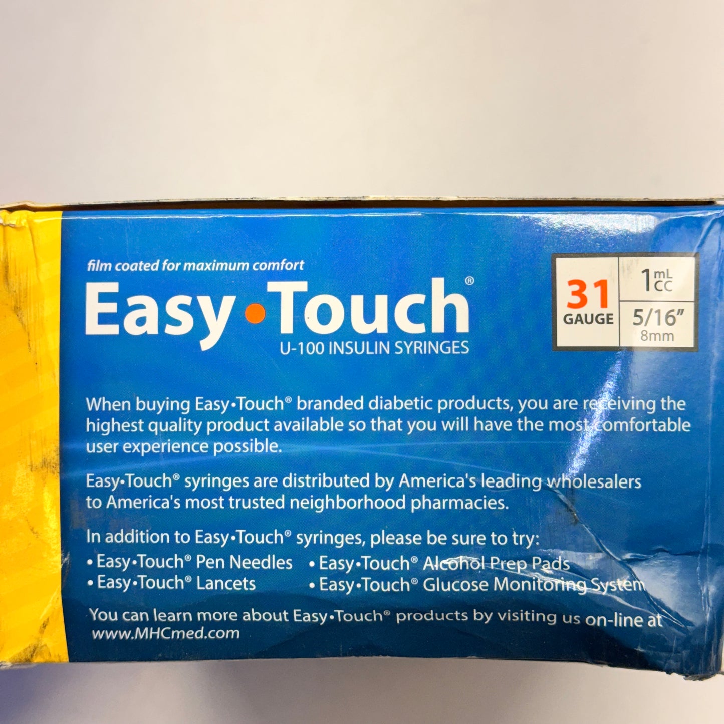 EASY TOUCH (100 PACK) U-100 Insulin Syringes 31 Gauge 1ml CC 5/16" 831165 (New Other)